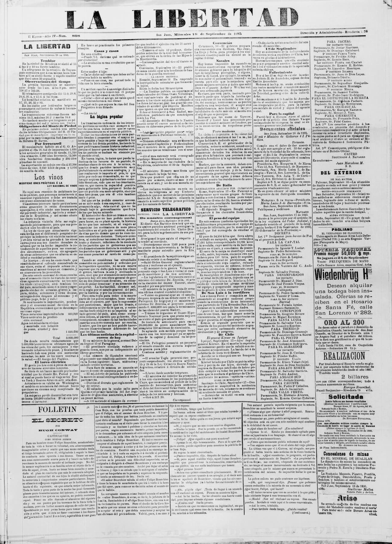 Portada · 18 de Septiembre de 1895