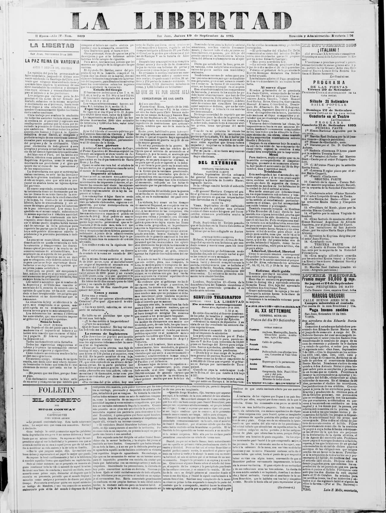 Portada · 19 de Septiembre de 1895