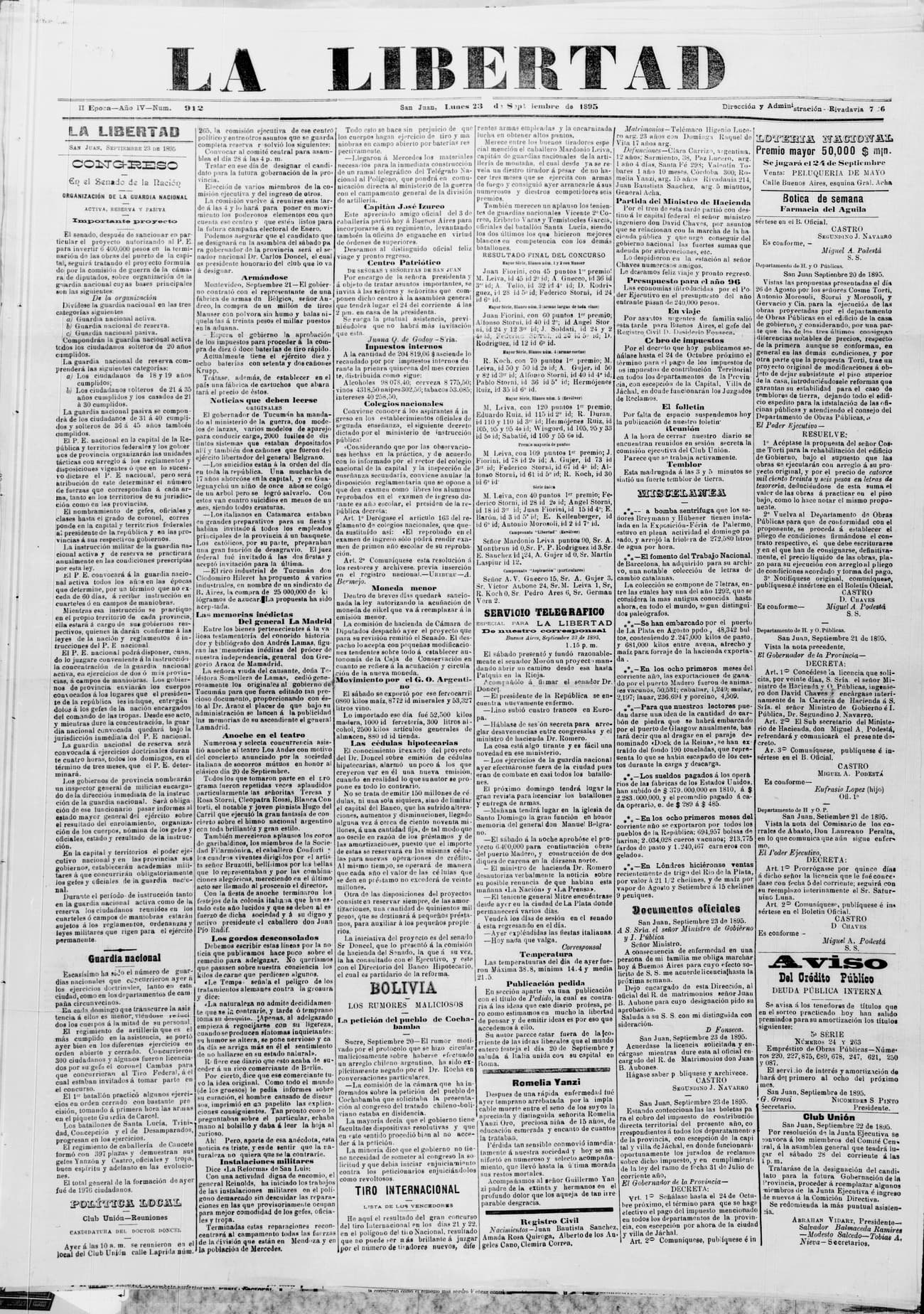 Portada · 23 de Septiembre de 1895