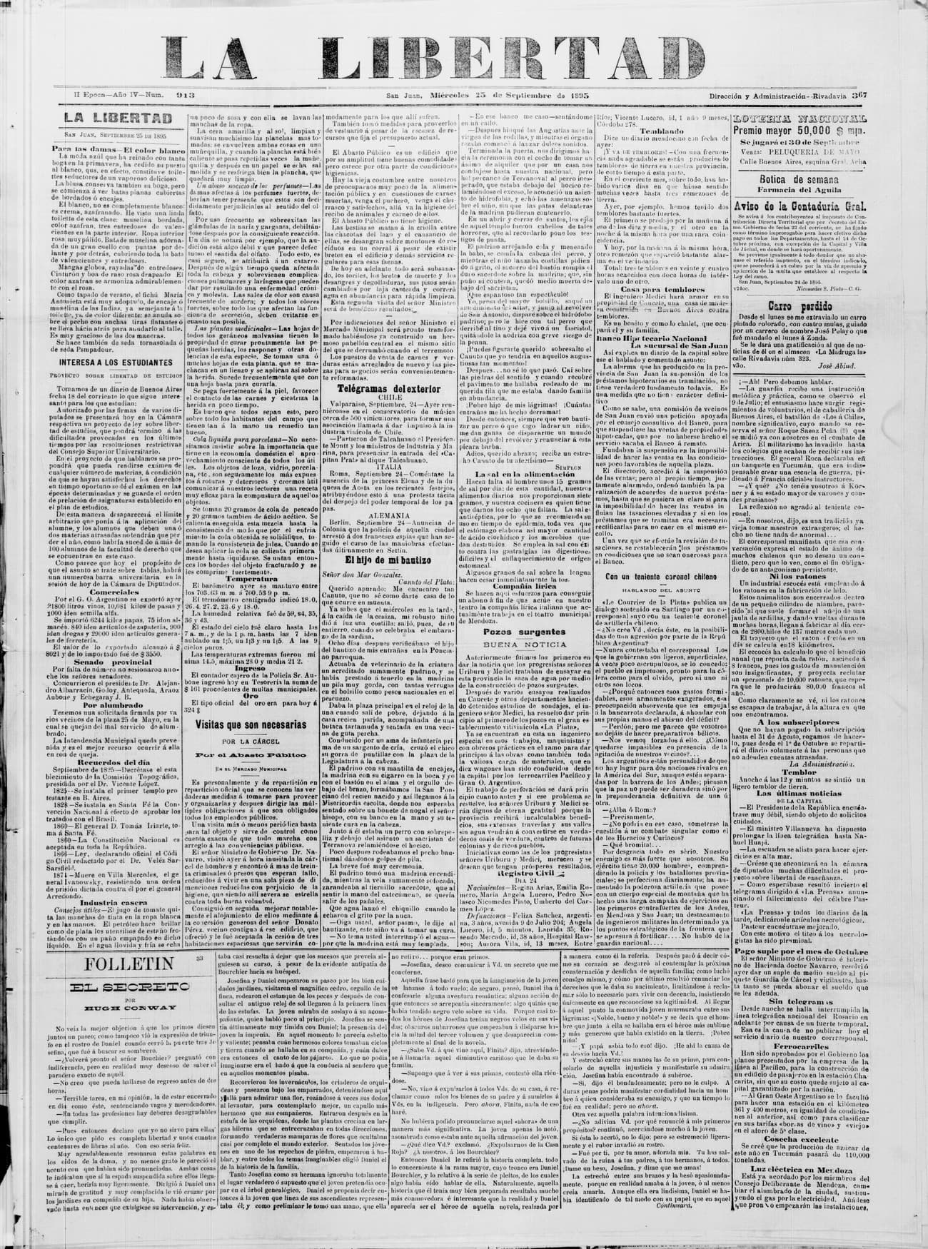 Portada · 25 de Septiembre de 1895