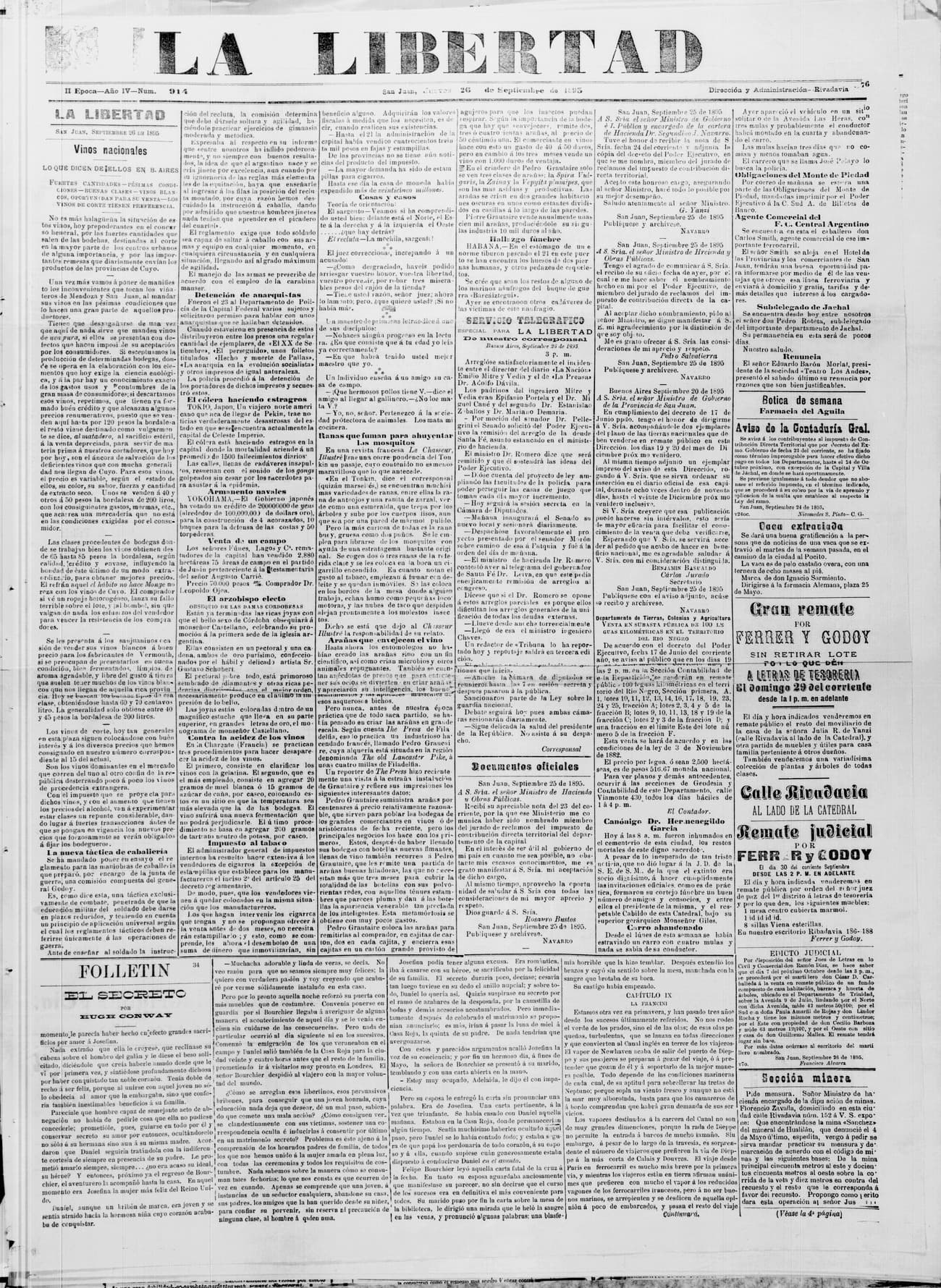 Portada · 26 de Septiembre de 1895