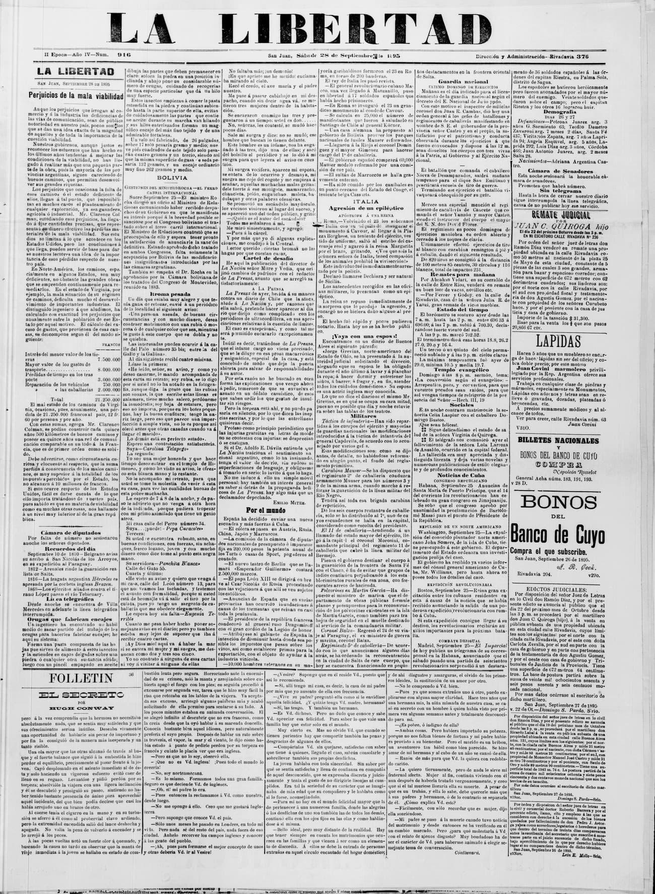 Portada · 28 de Septiembre de 1895