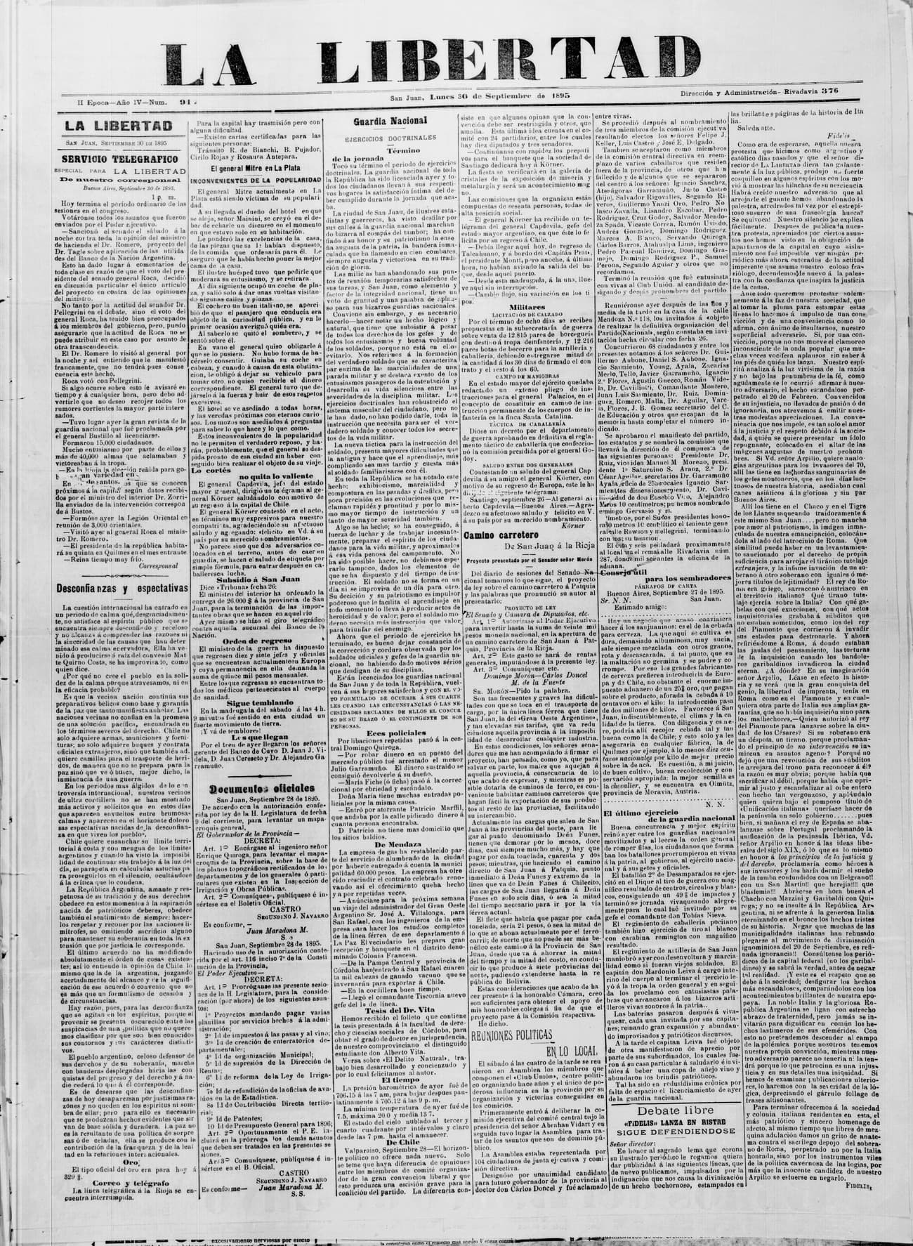 Portada · 30 de Septiembre de 1895