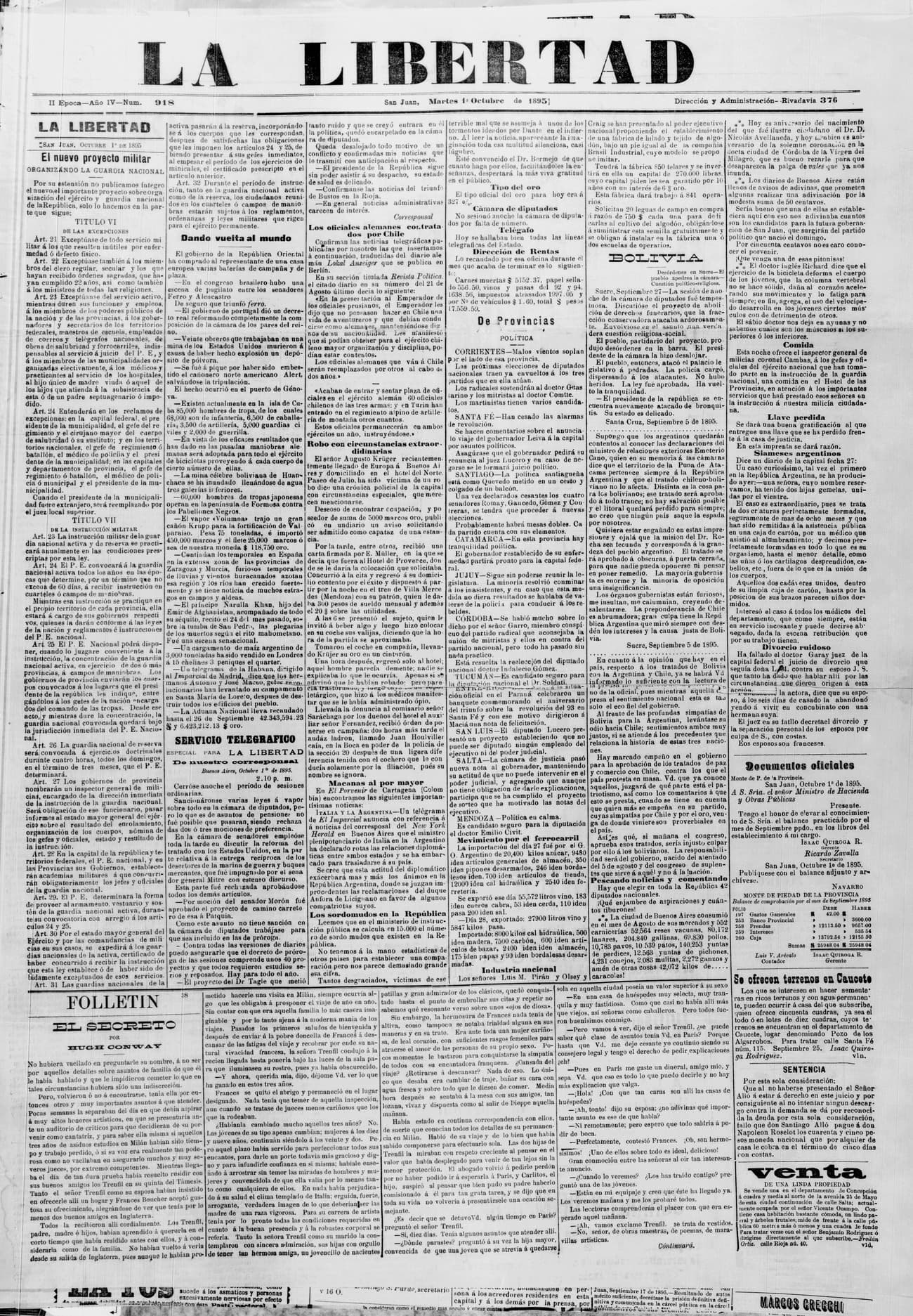 Portada · 1 de Octubre de 1895