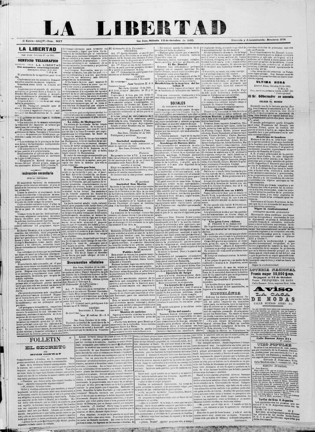 Portada · 12 de Octubre de 1895