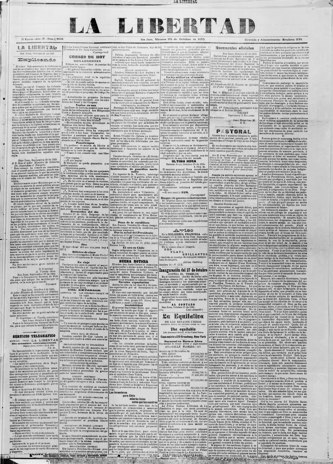 Portada · 25 de Octubre de 1895