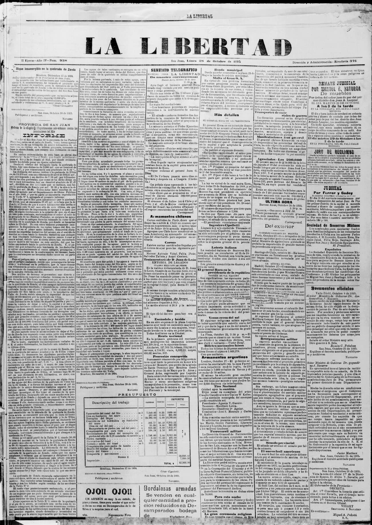 Portada · 28 de Octubre de 1895