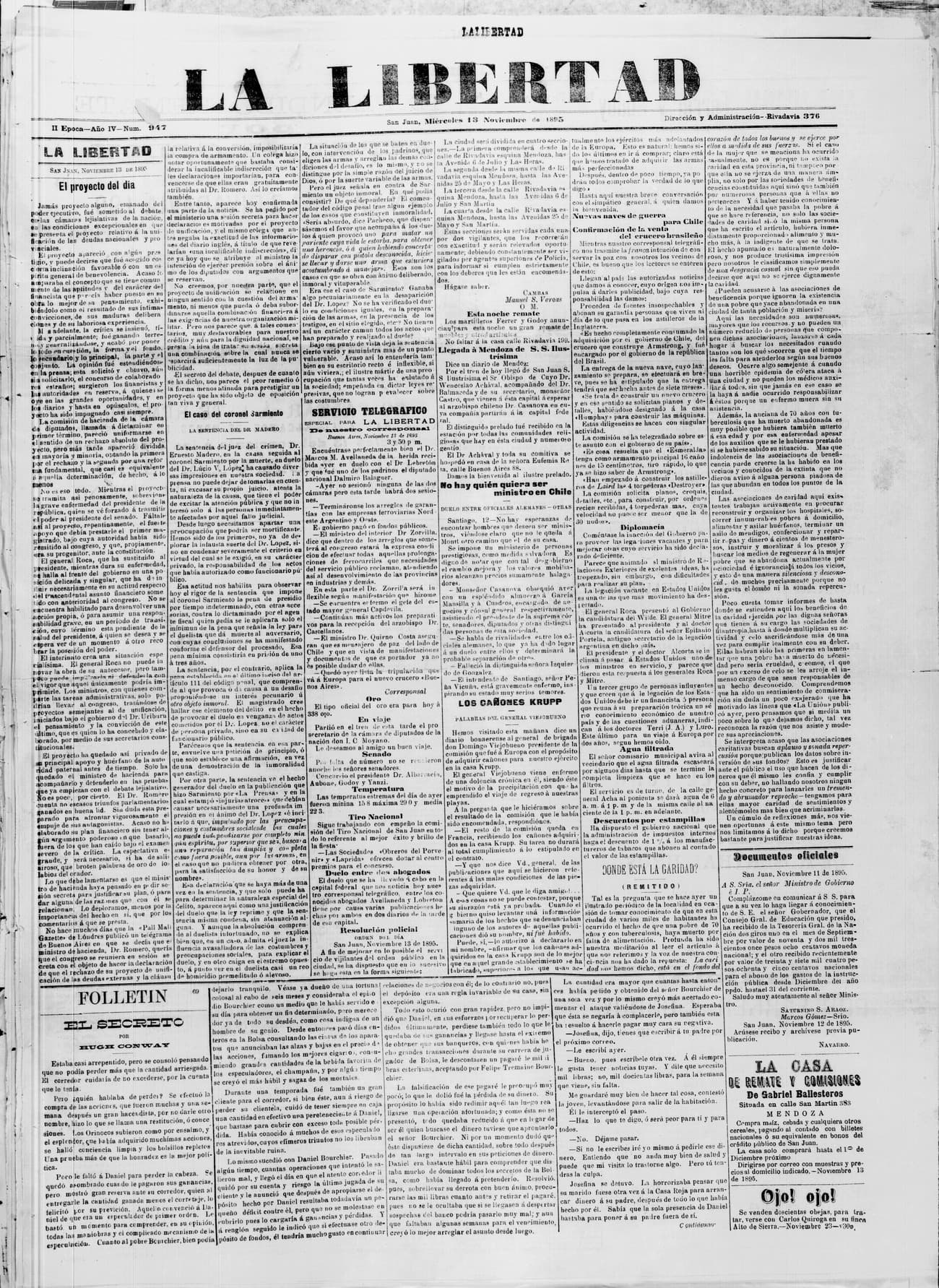 Portada · 13 de Noviembre de 1895
