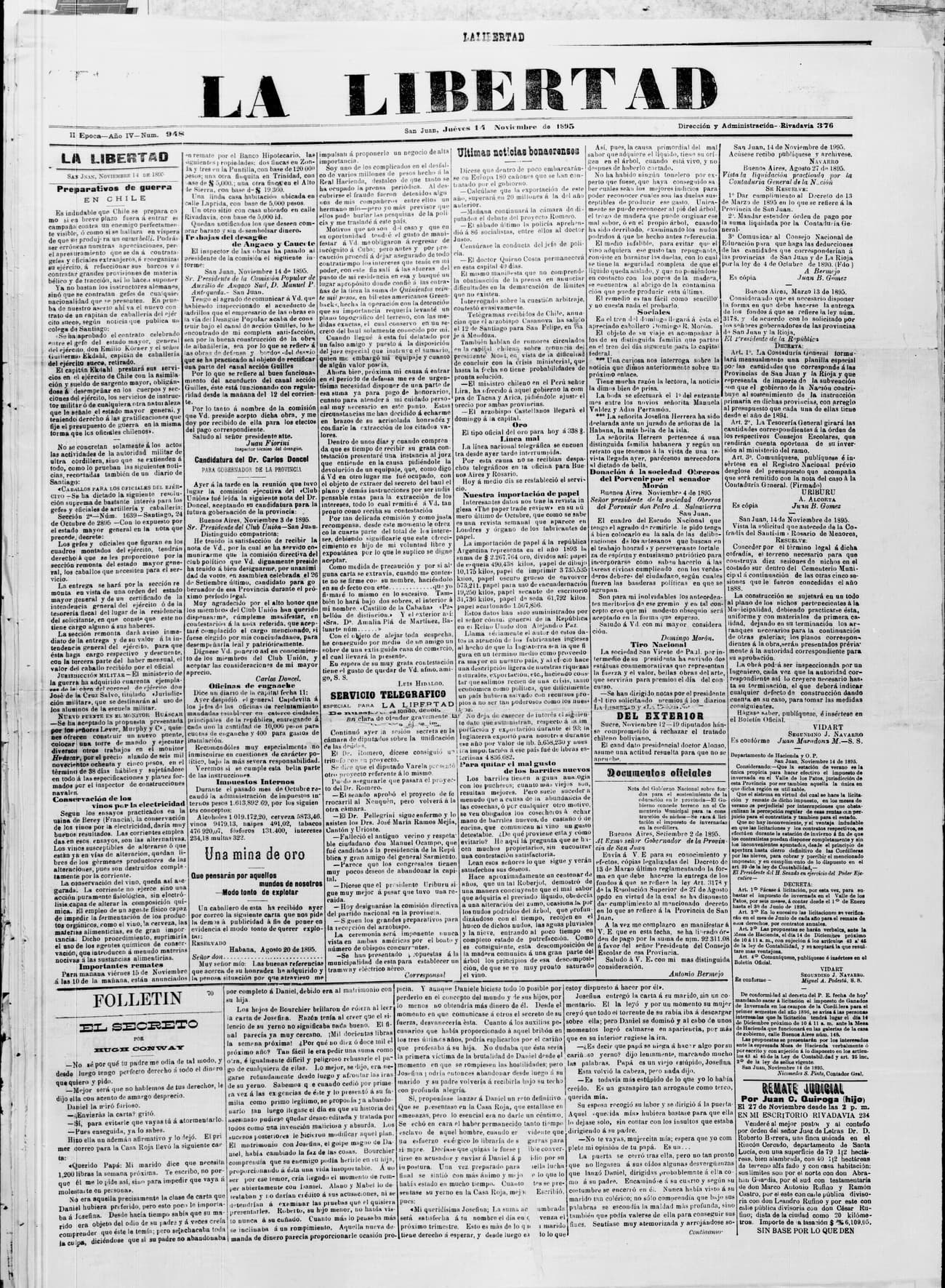 Portada · 14 de Noviembre de 1895