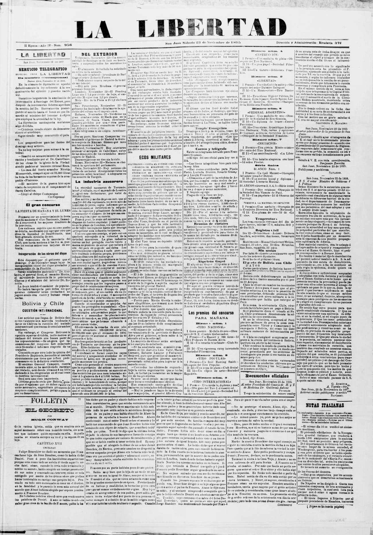 Portada · 23 de Noviembre de 1895