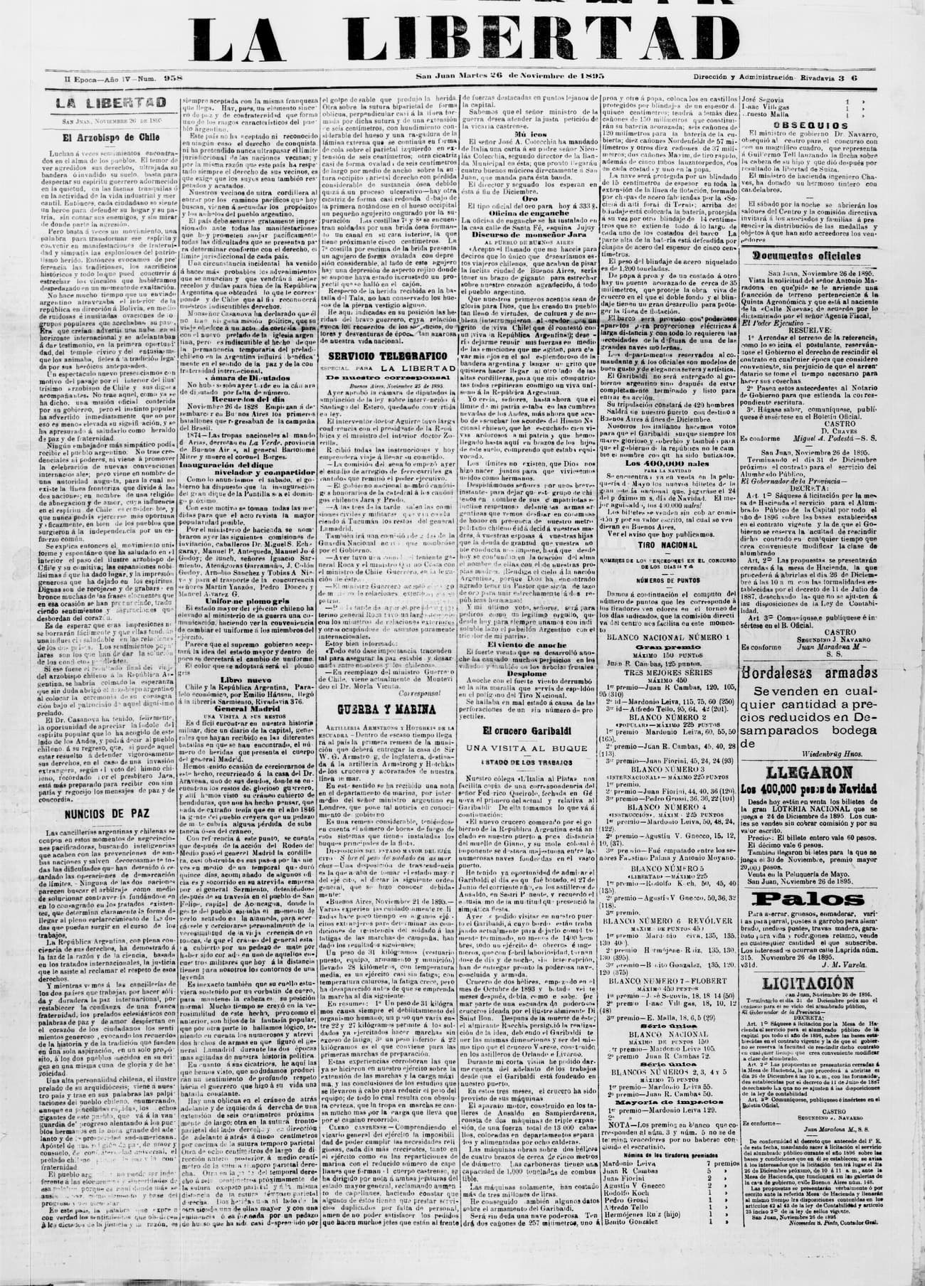 Portada · 26 de Noviembre de 1895