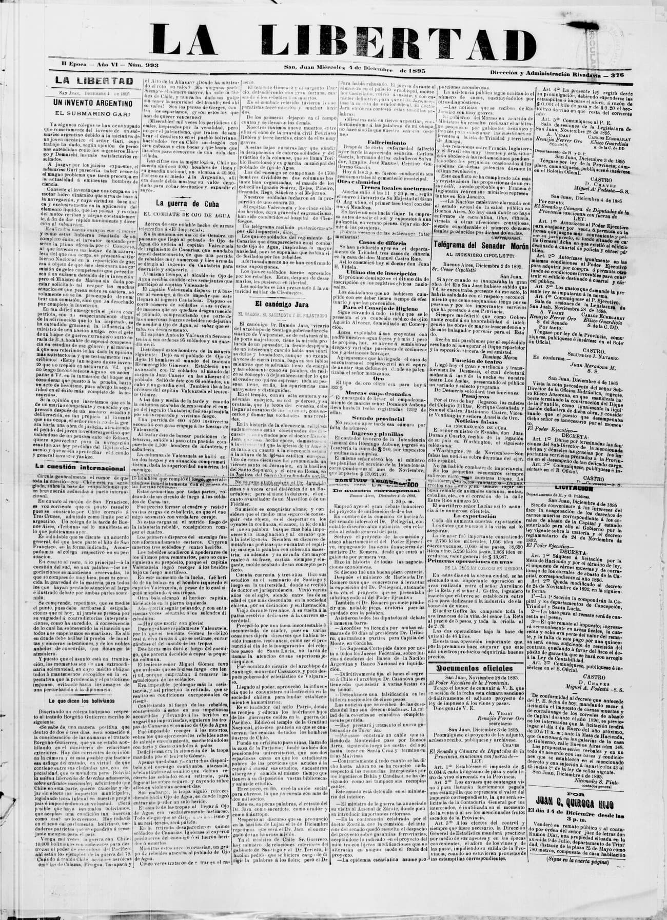Portada · 4 de Diciembre de 1895