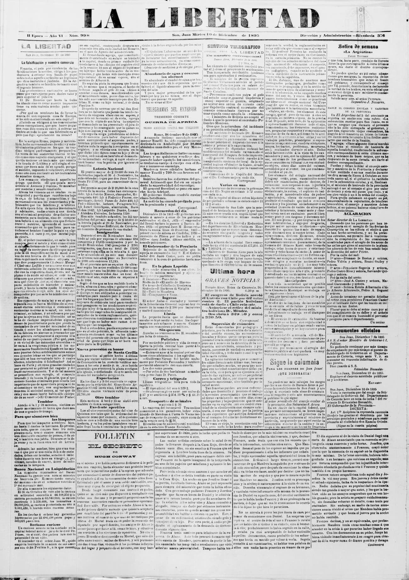 Portada · 10 de Diciembre de 1895