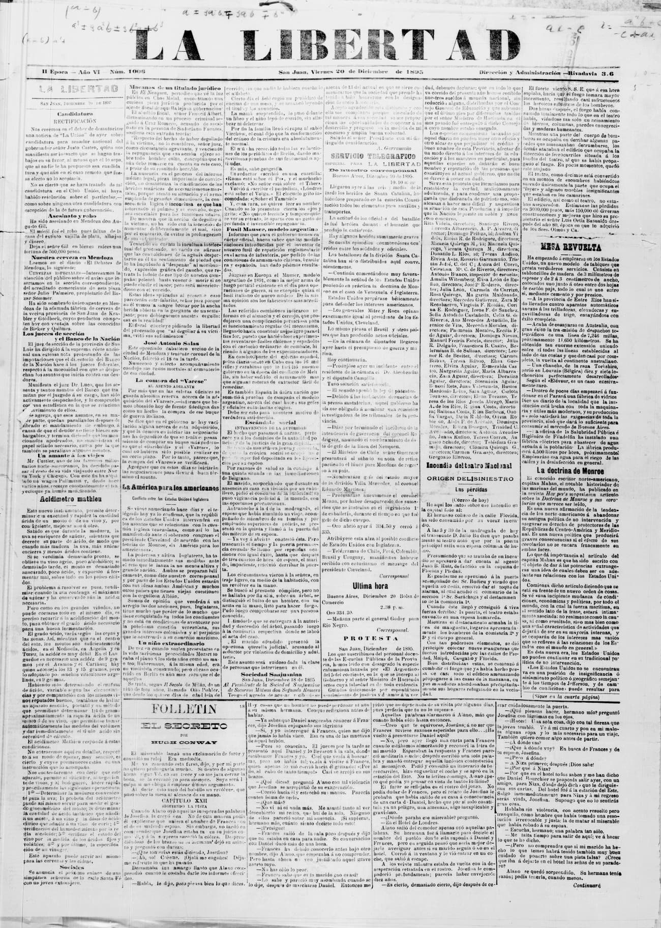 Portada · 20 de Diciembre de 1895