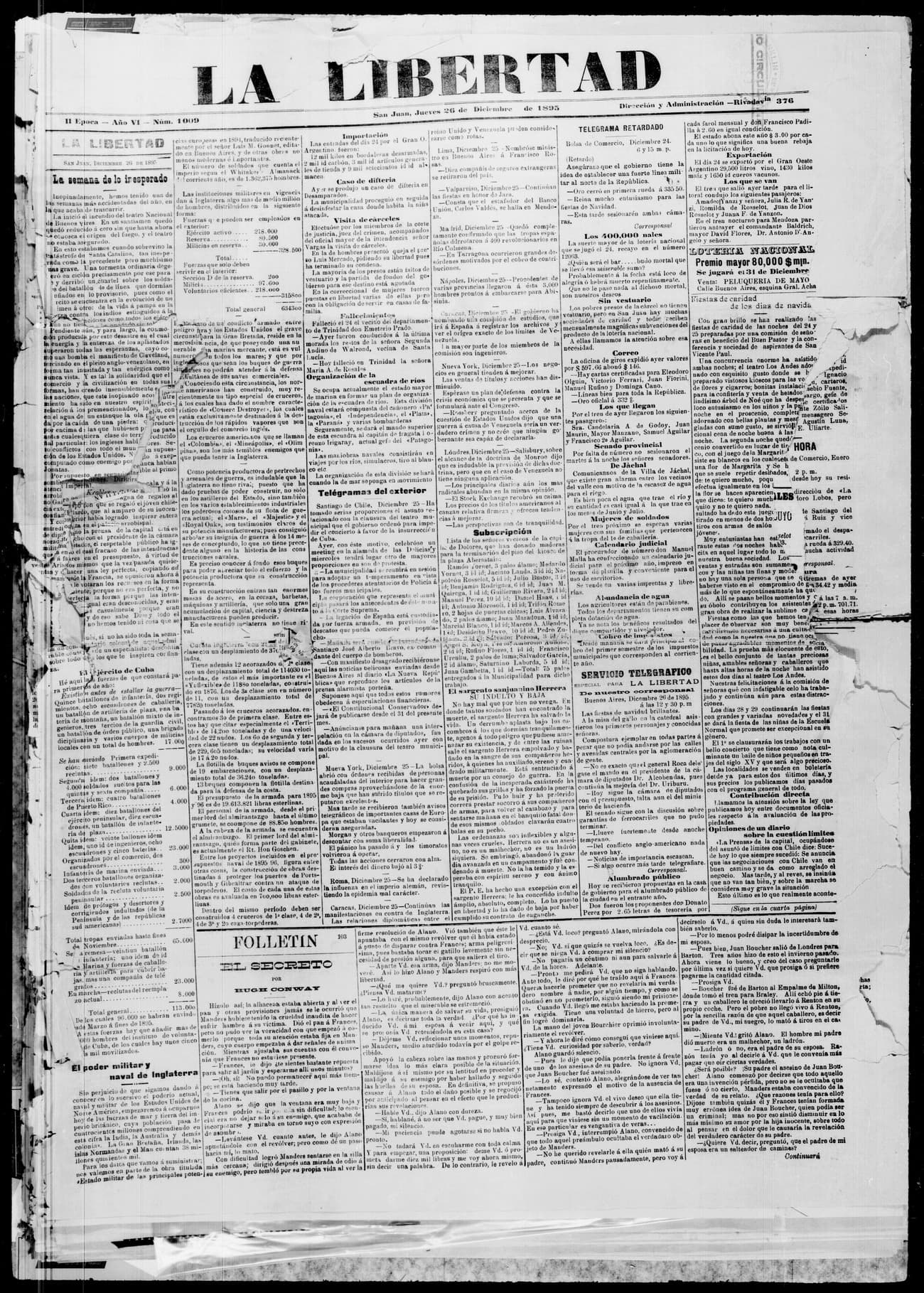 Portada · 26 de Diciembre de 1895