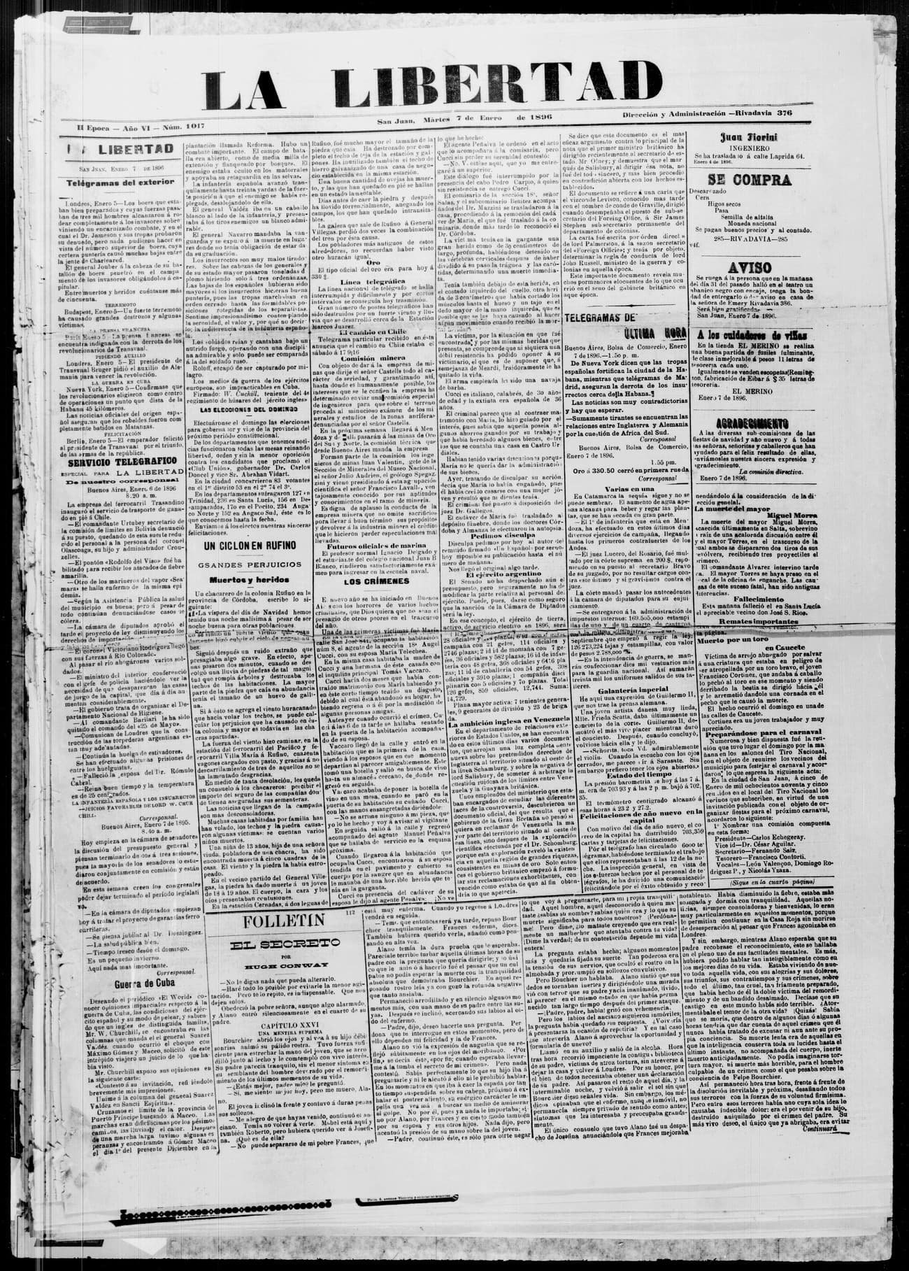 Portada · 7 de Enero de 1896