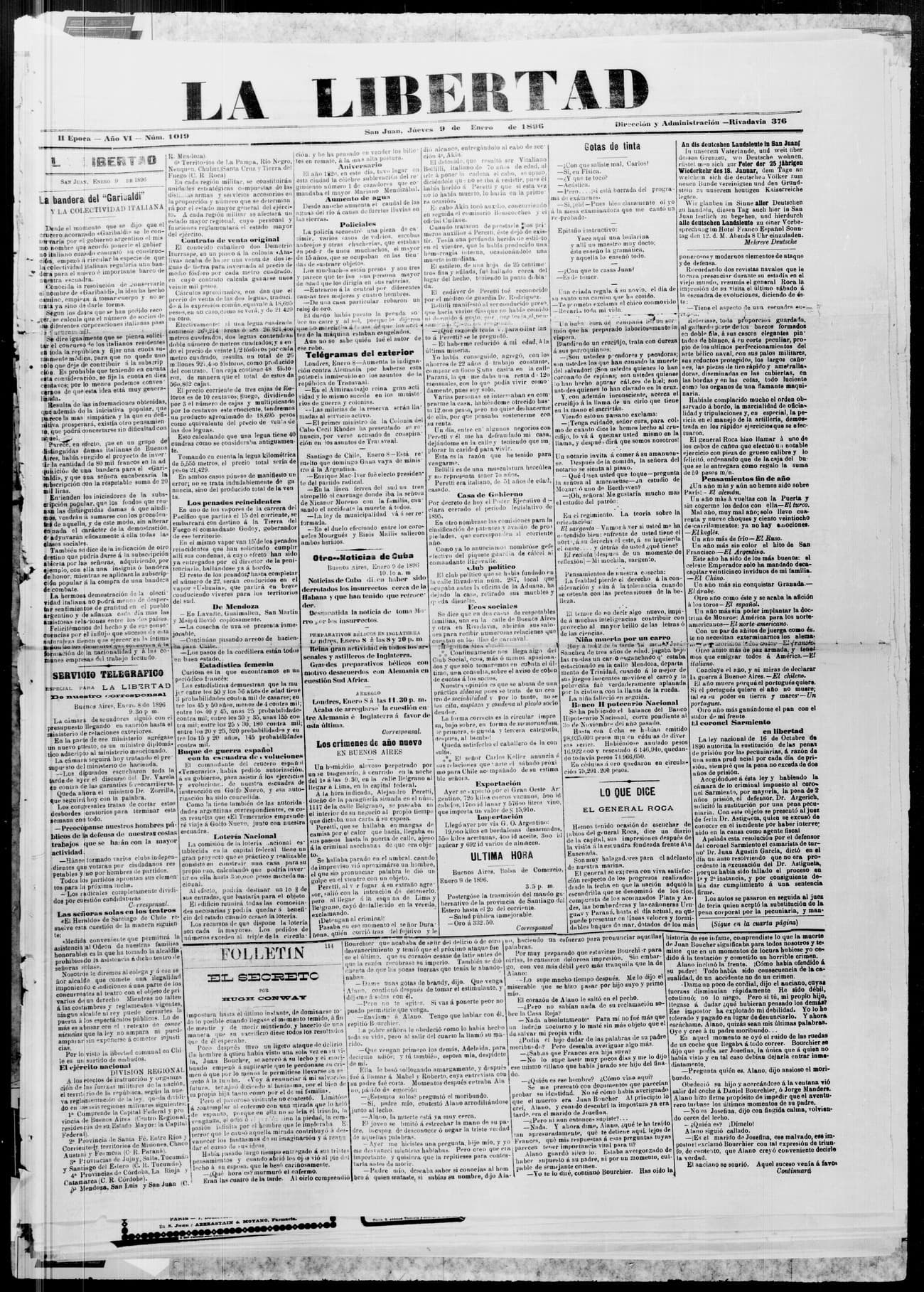 Portada · 9 de Enero de 1896
