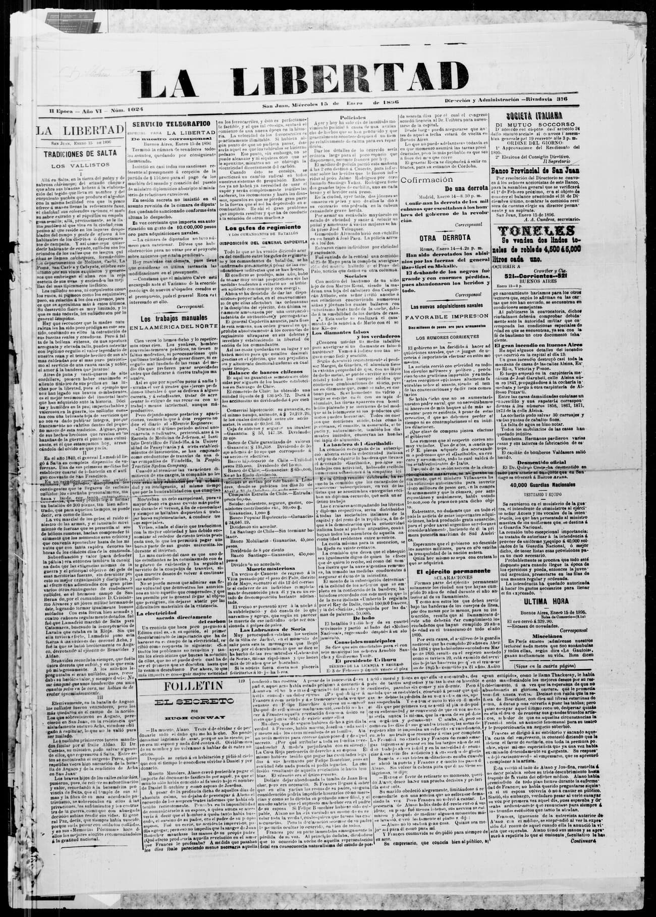 Portada · 15 de Enero de 1896