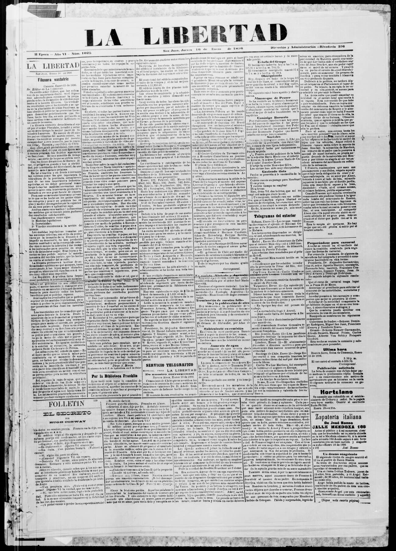 Portada · 16 de Enero de 1896