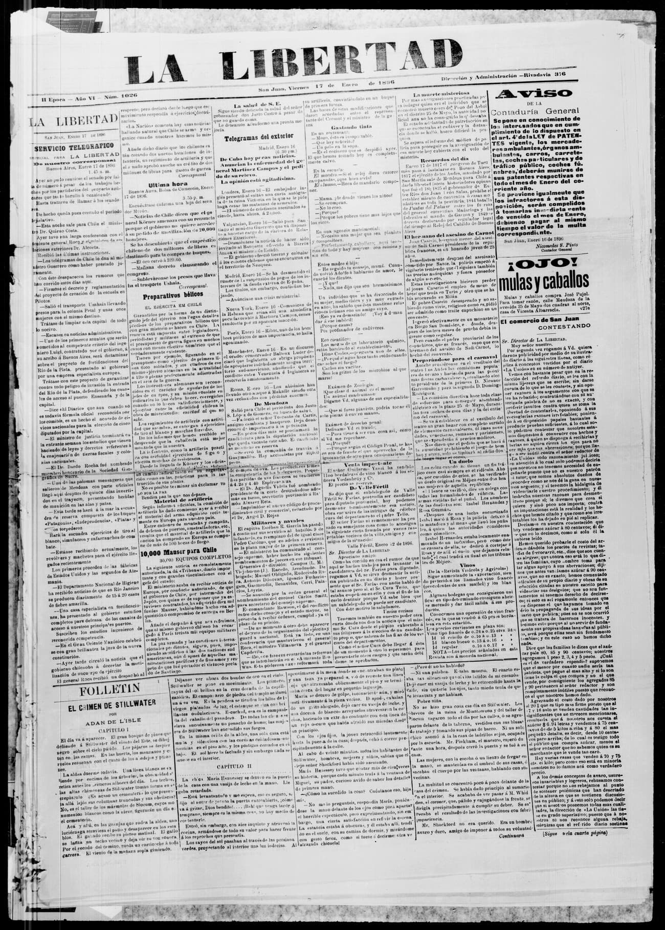 Portada · 17 de Enero de 1896