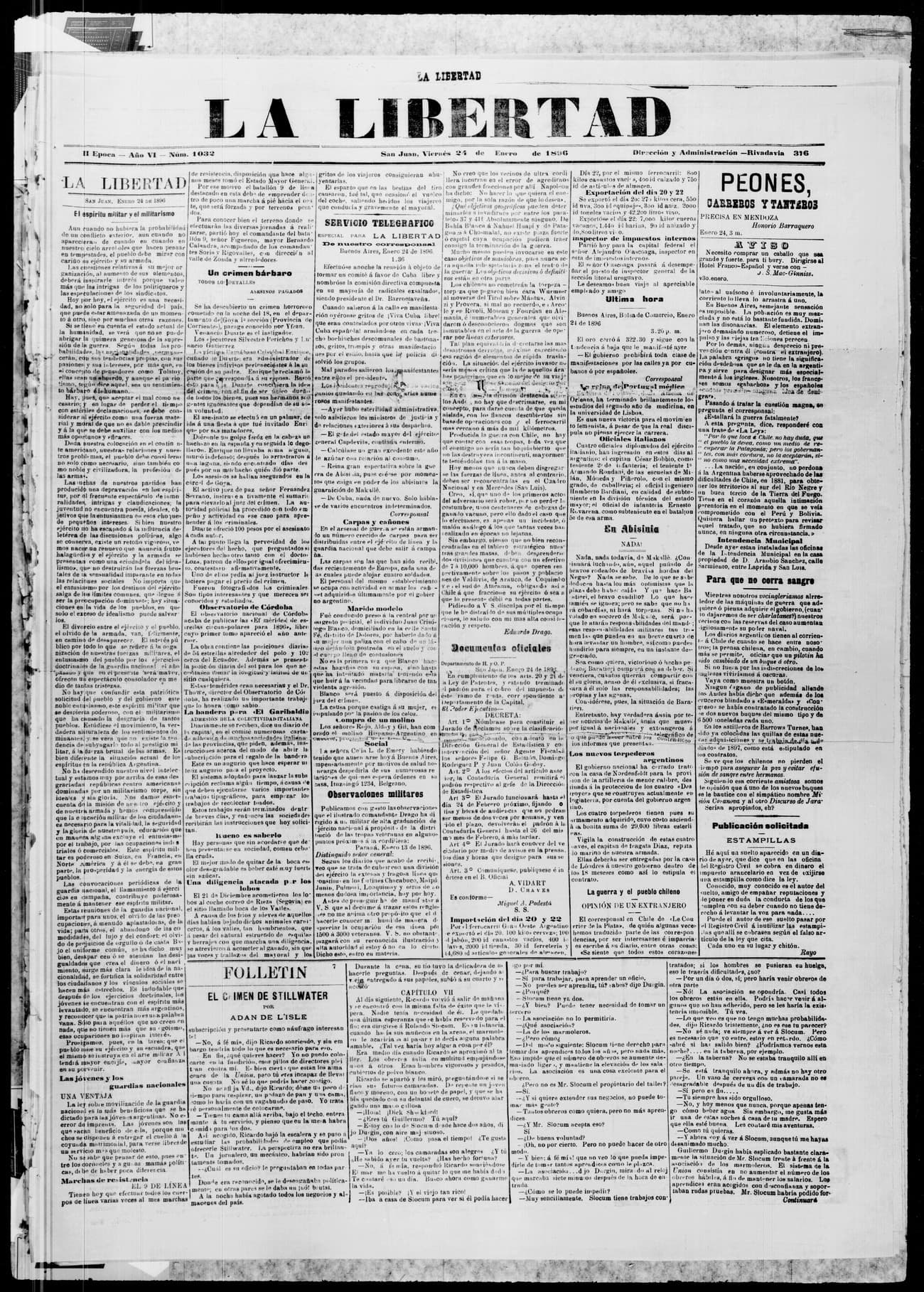 Portada · 24 de Enero de 1896