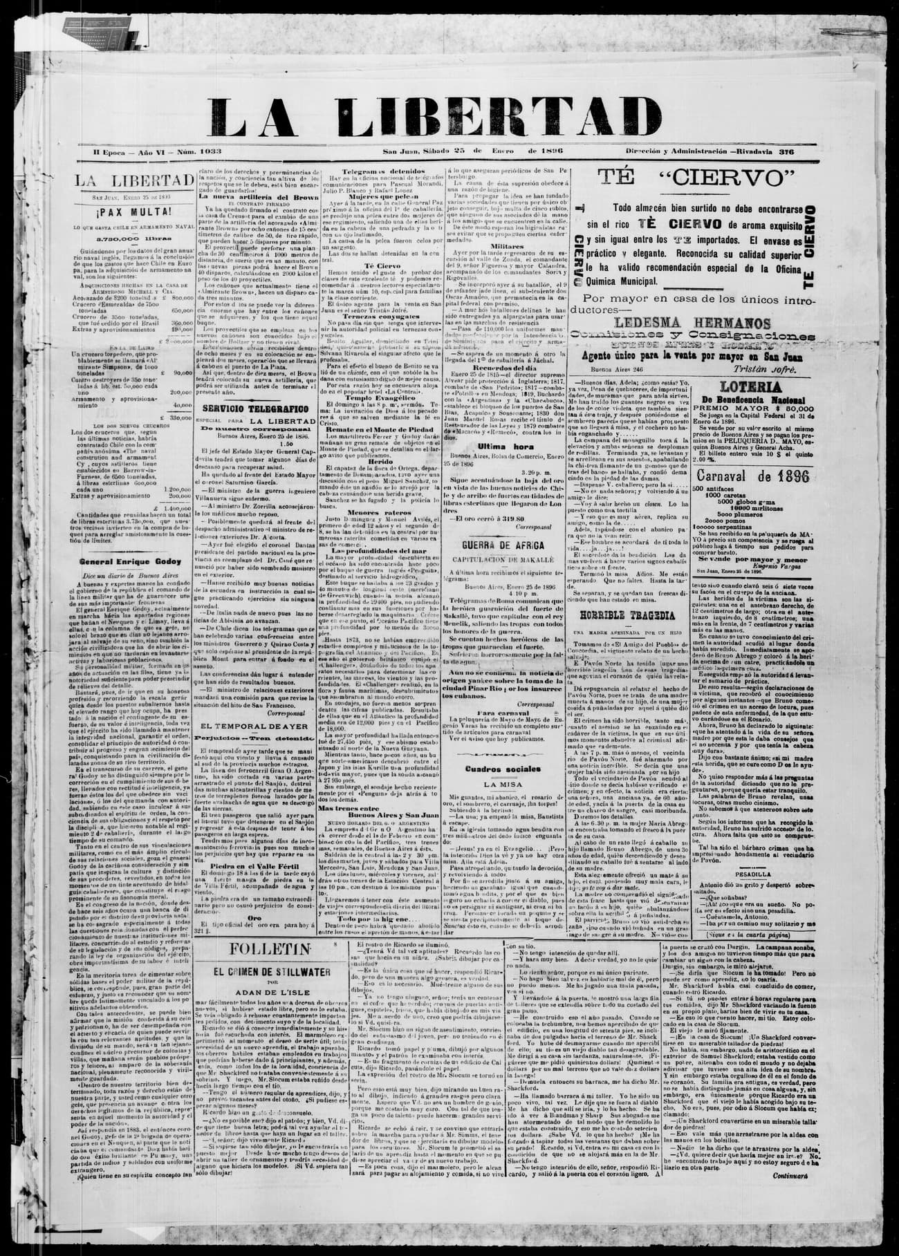 Portada · 25 de Enero de 1896