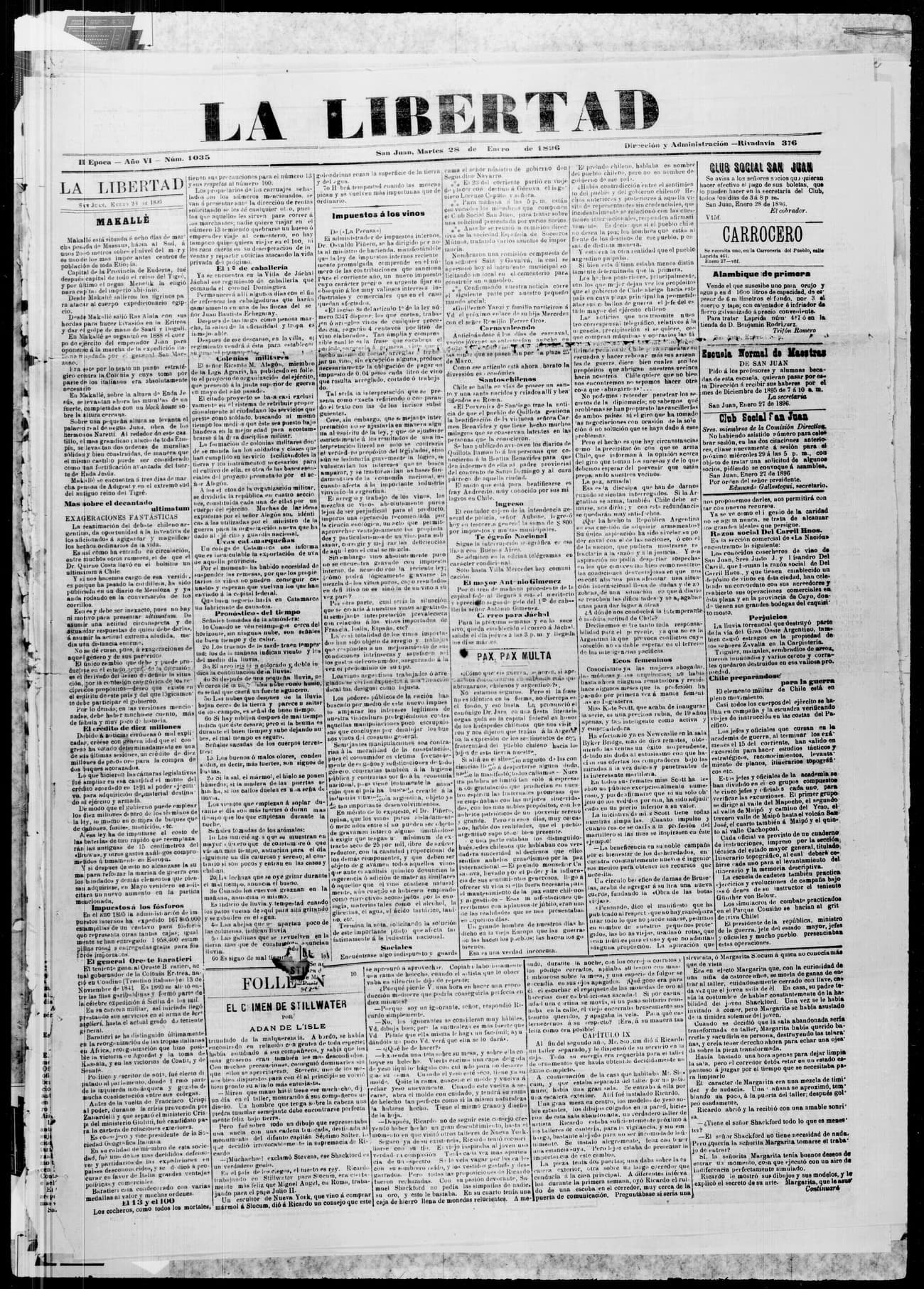 Portada · 28 de Enero de 1896