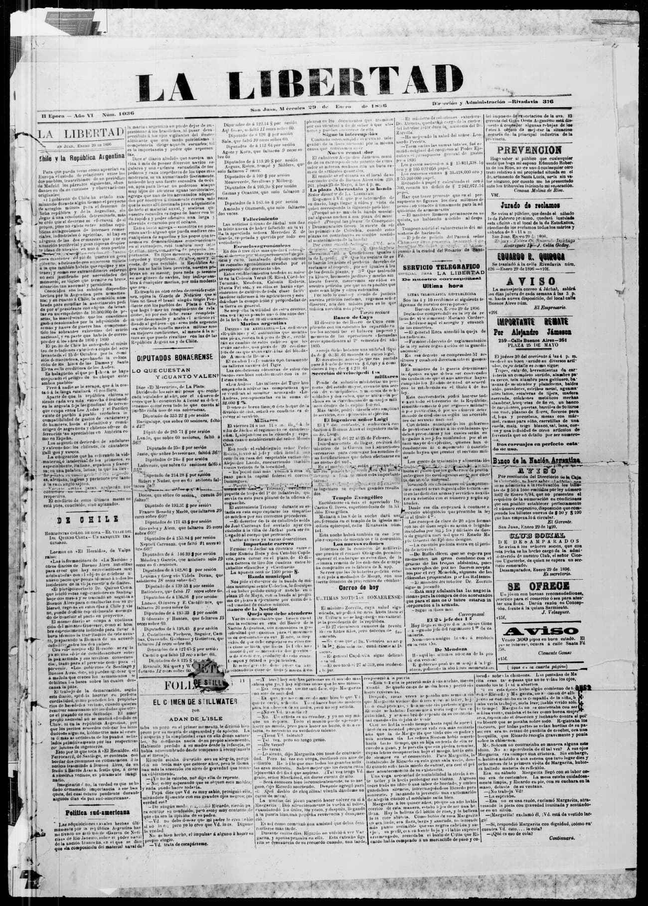 Portada · 29 de Enero de 1896