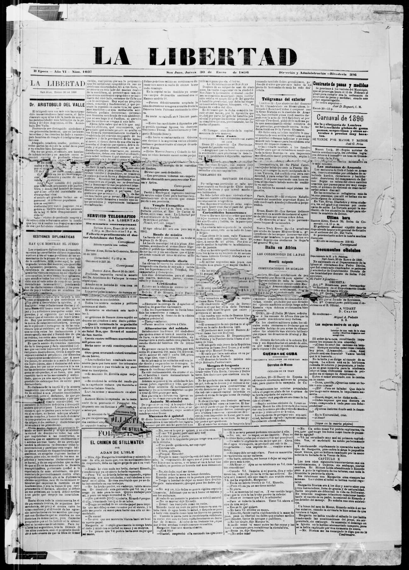 Portada · 30 de Enero de 1896