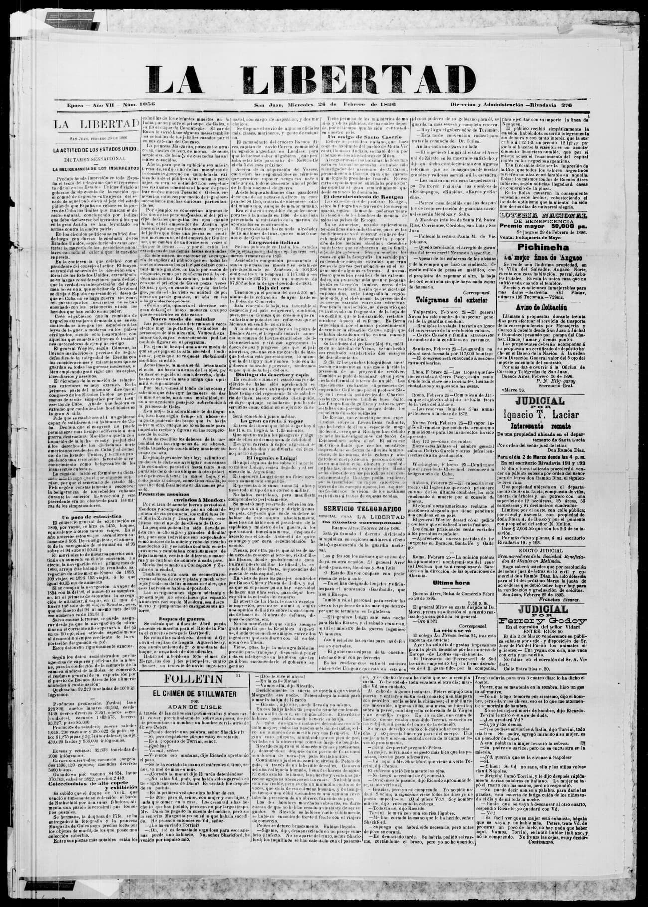 Portada · 26 de Febrero de 1896