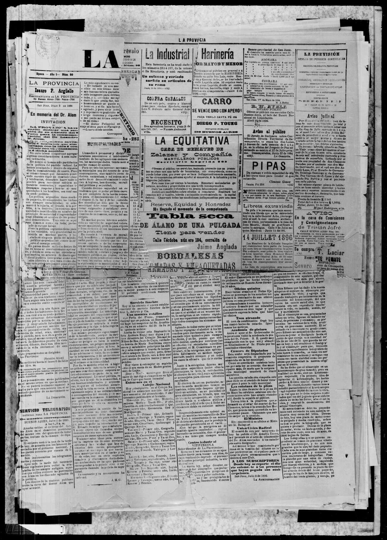 Portada · 3 de Julio de 1896