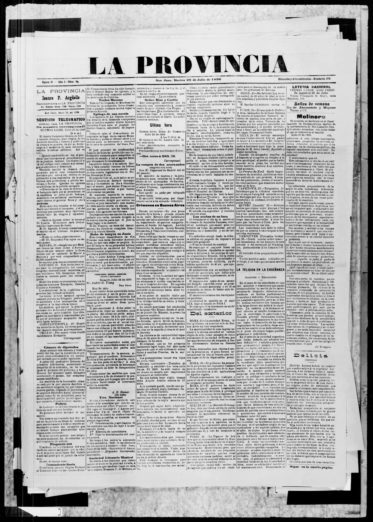 Portada · 28 de Julio de 1896