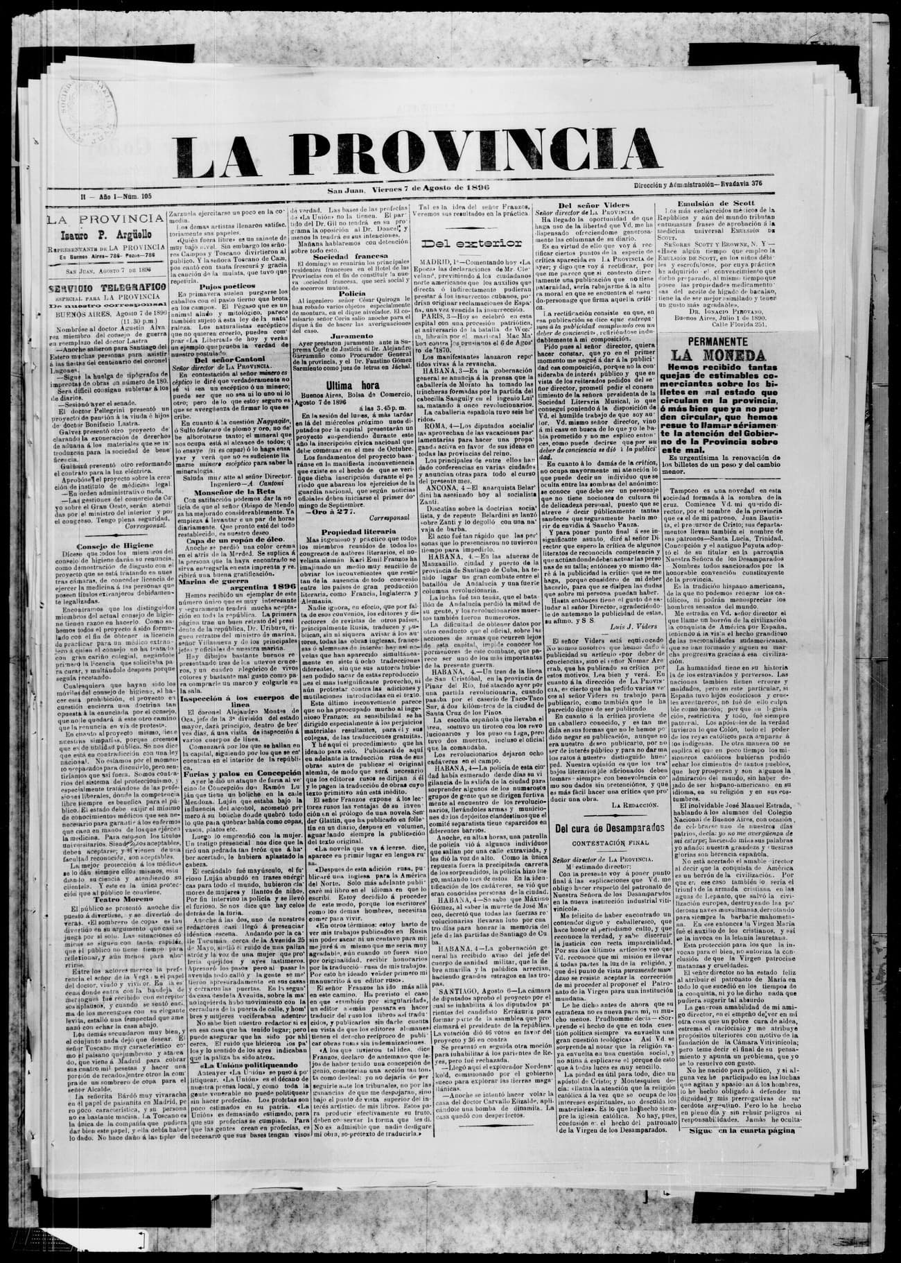 Portada · 7 de Agosto de 1896