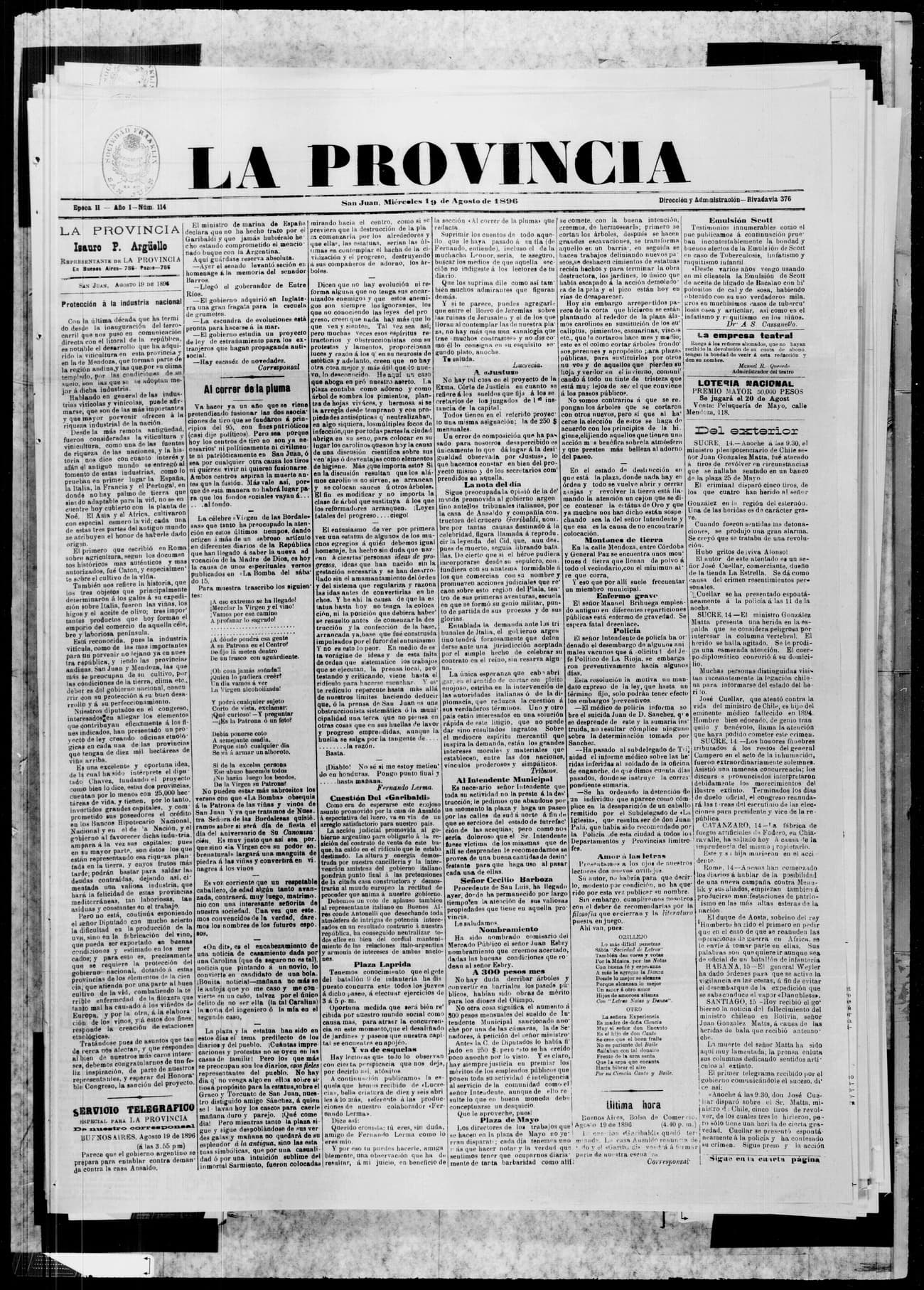 Portada · 19 de Agosto de 1896