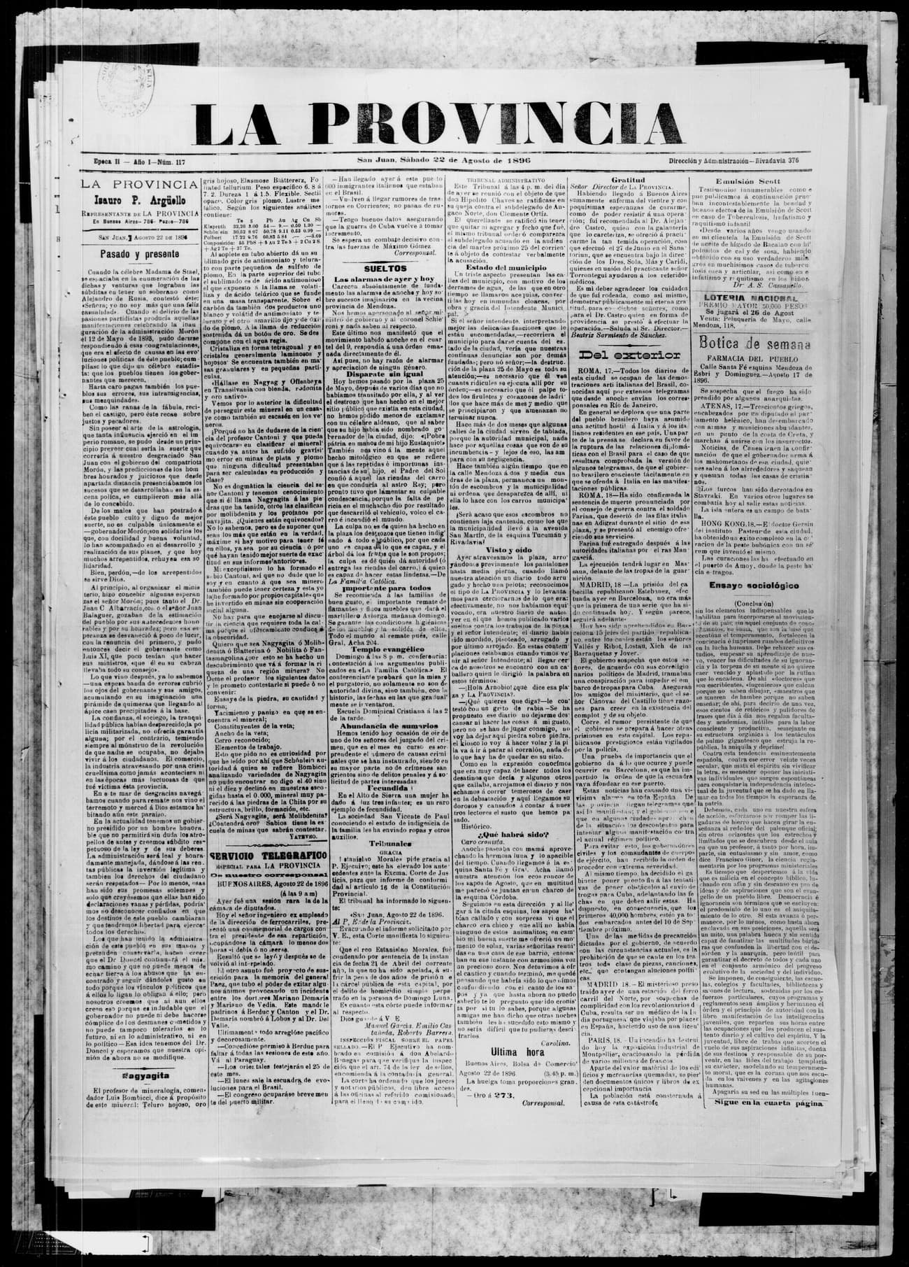 Portada · 22 de Agosto de 1896