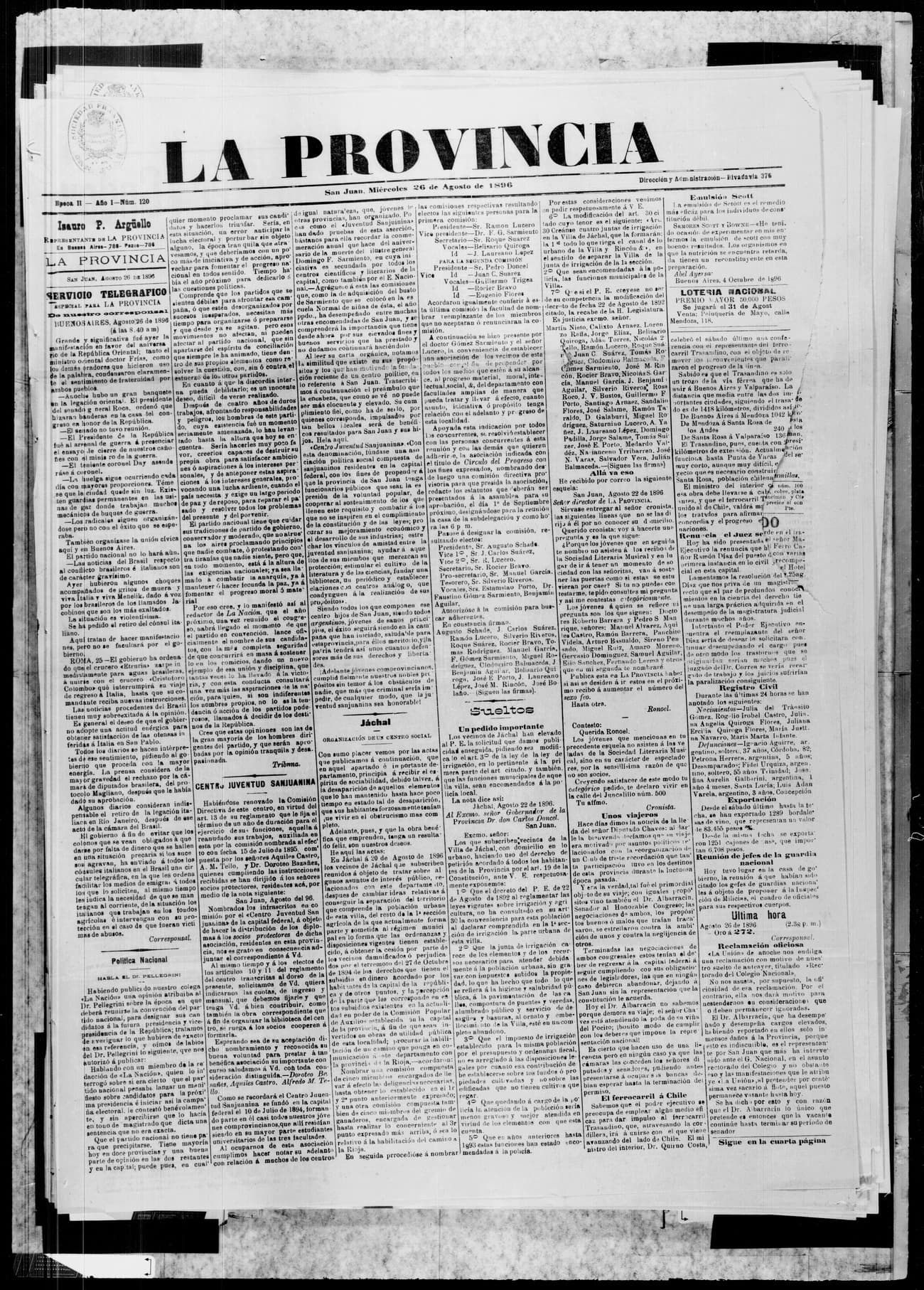 Portada · 26 de Agosto de 1896