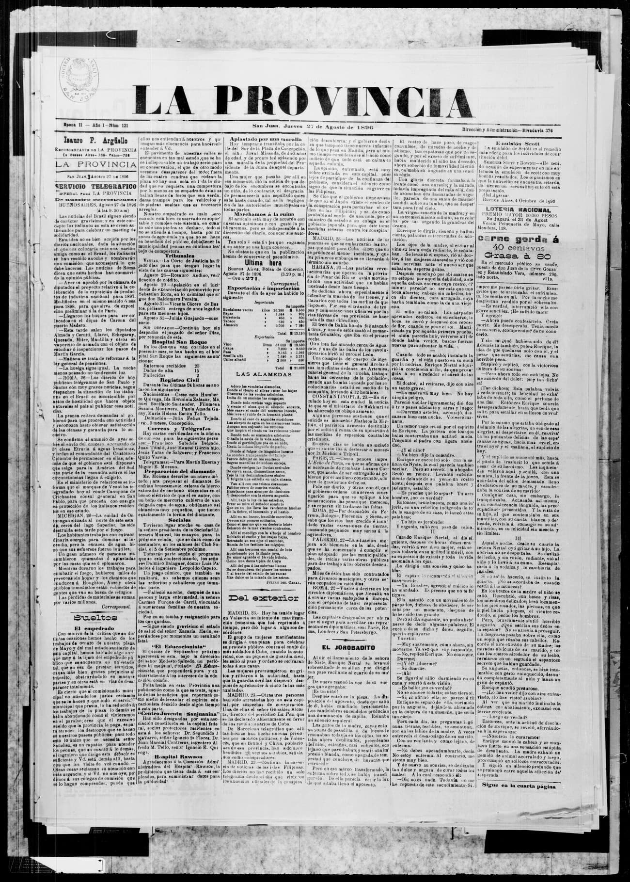 Portada · 27 de Agosto de 1896