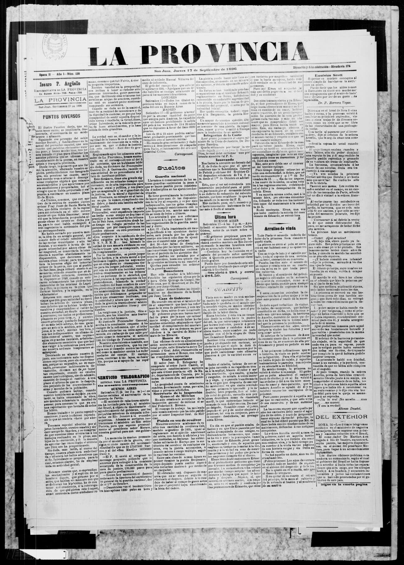 Portada · 17 de Septiembre de 1896