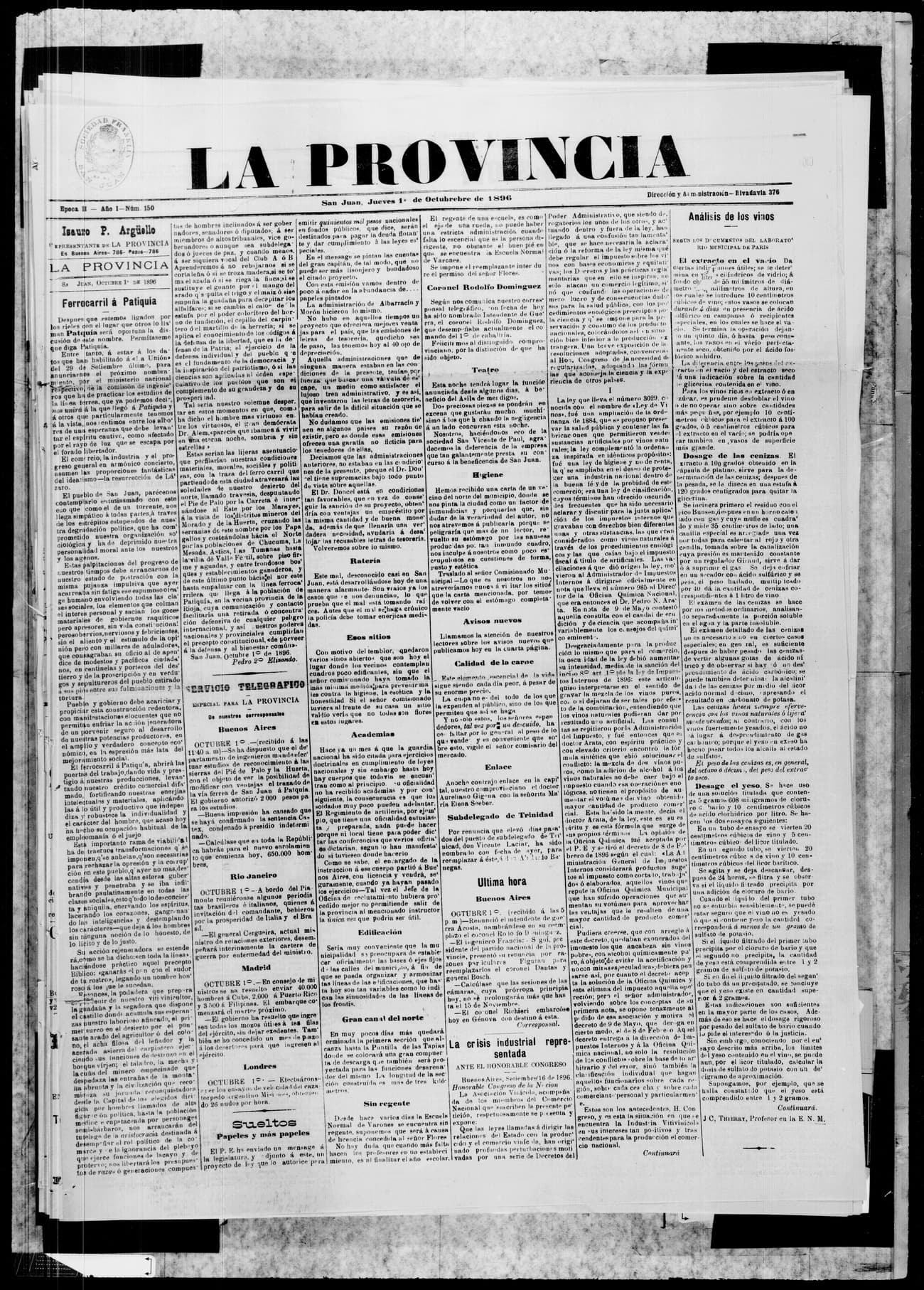Portada · 1 de Octubre de 1896