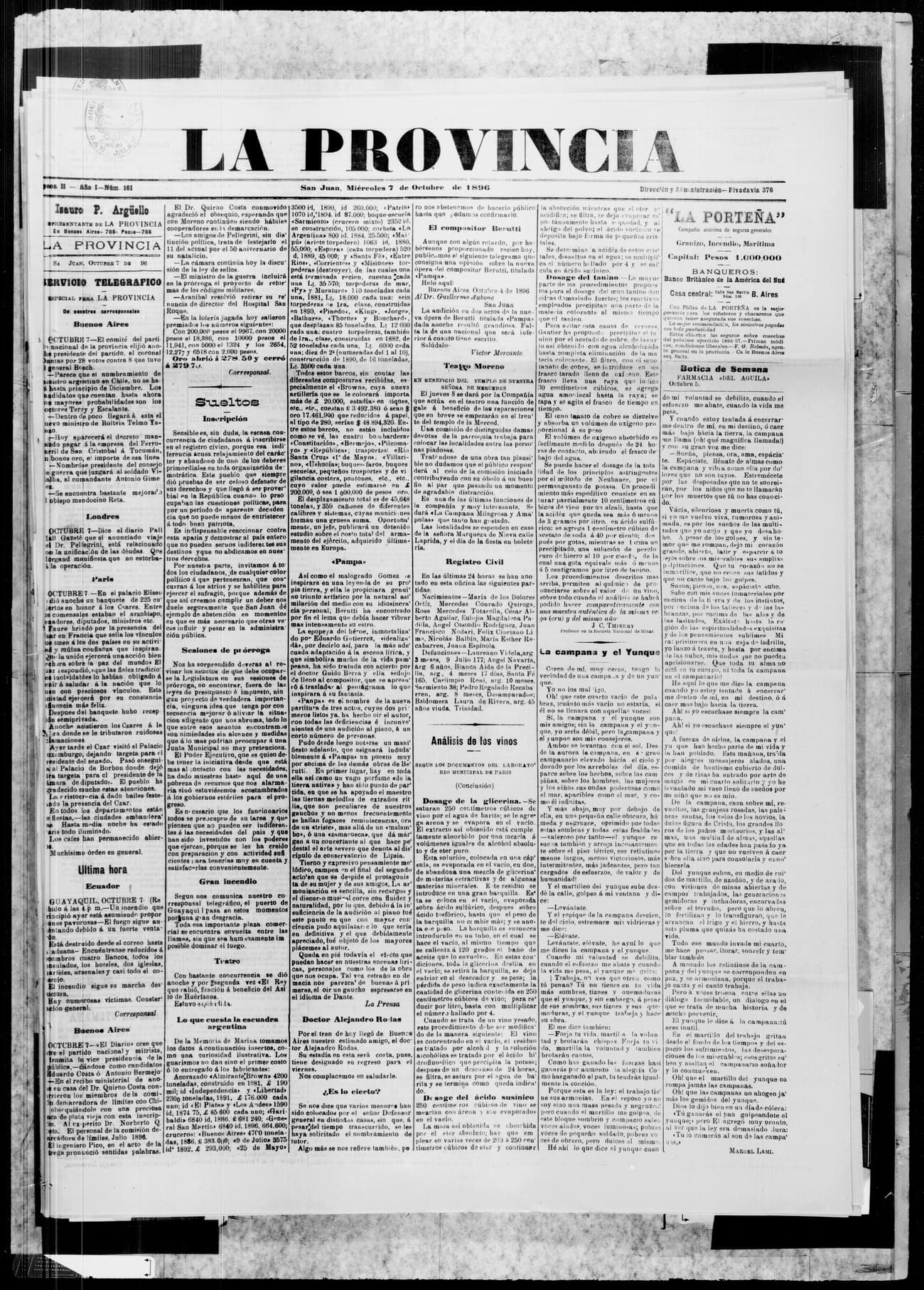 Portada · 7 de Octubre de 1896