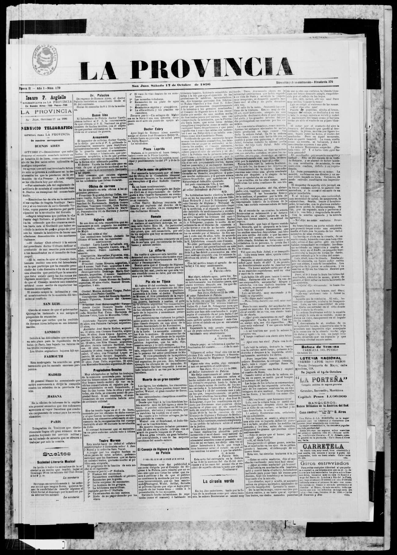 Portada · 17 de Octubre de 1896