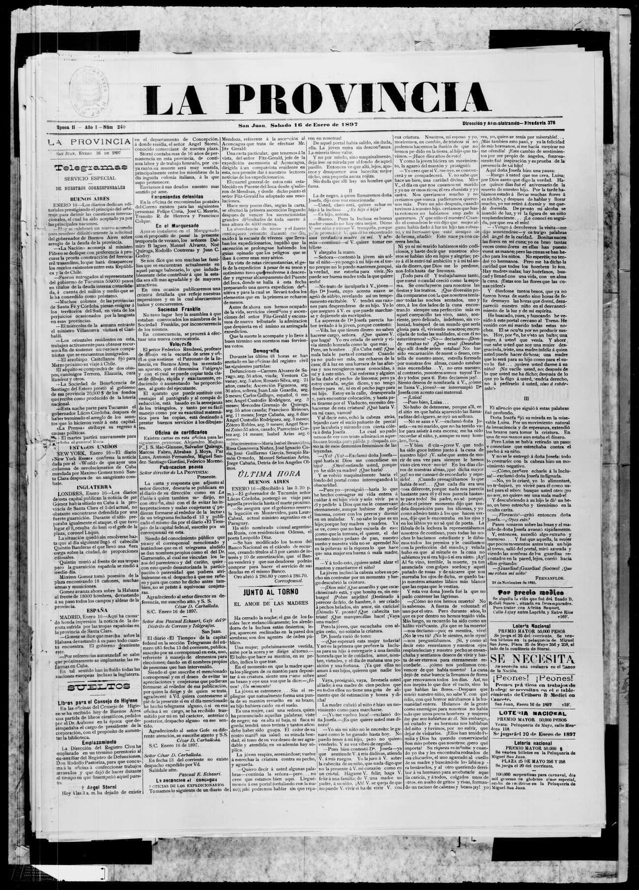 Portada · 16 de Enero de 1897