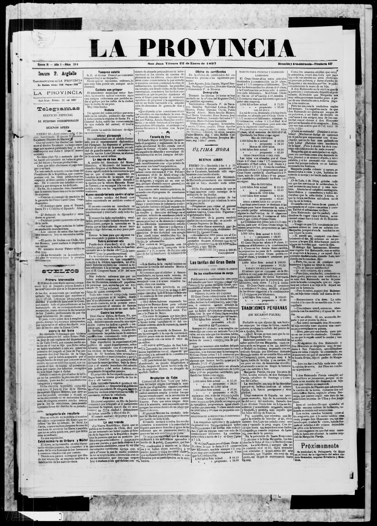 Portada · 22 de Enero de 1897