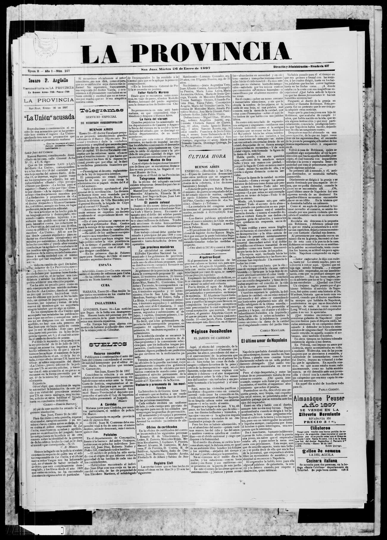 Portada · 26 de Enero de 1897