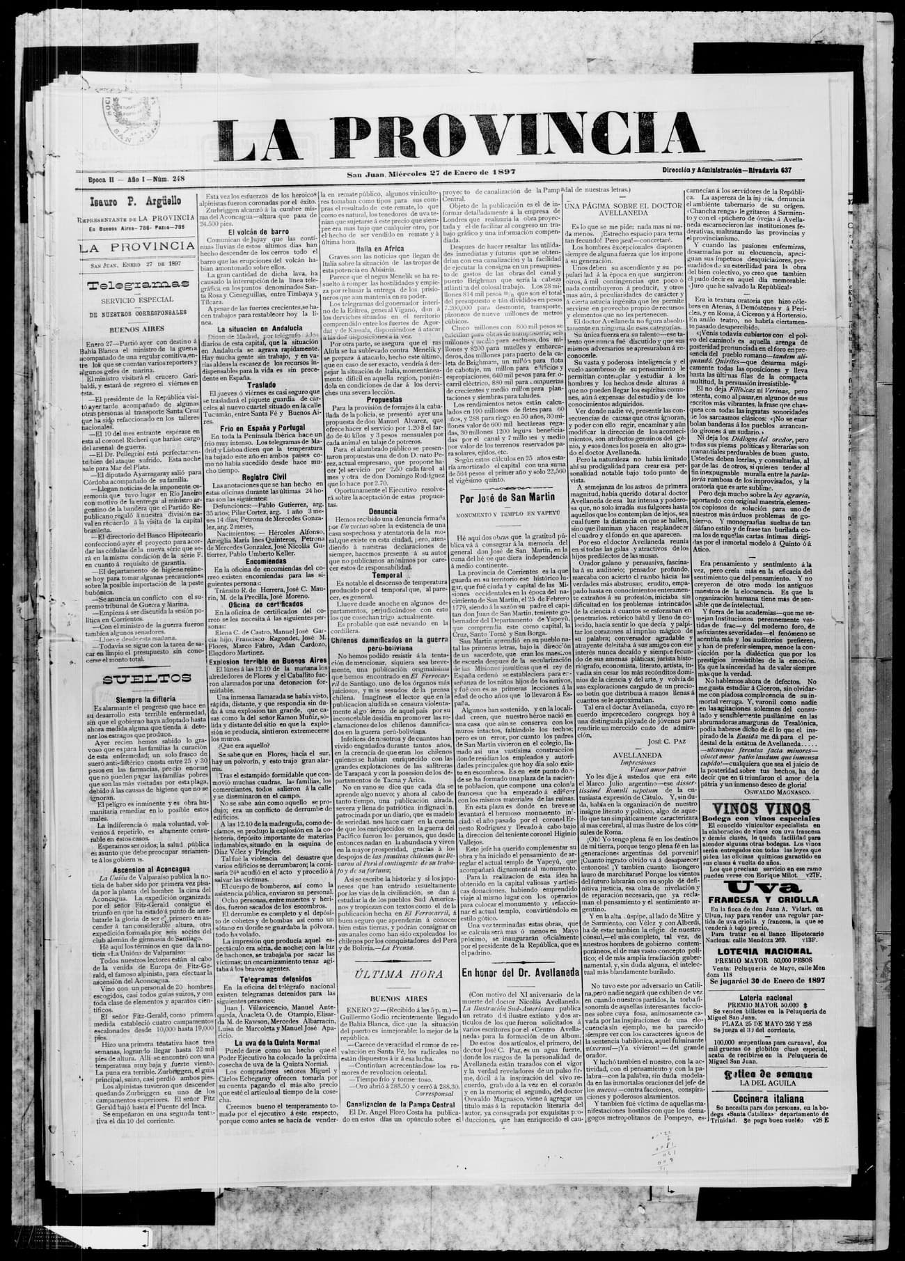 Portada · 27 de Enero de 1897