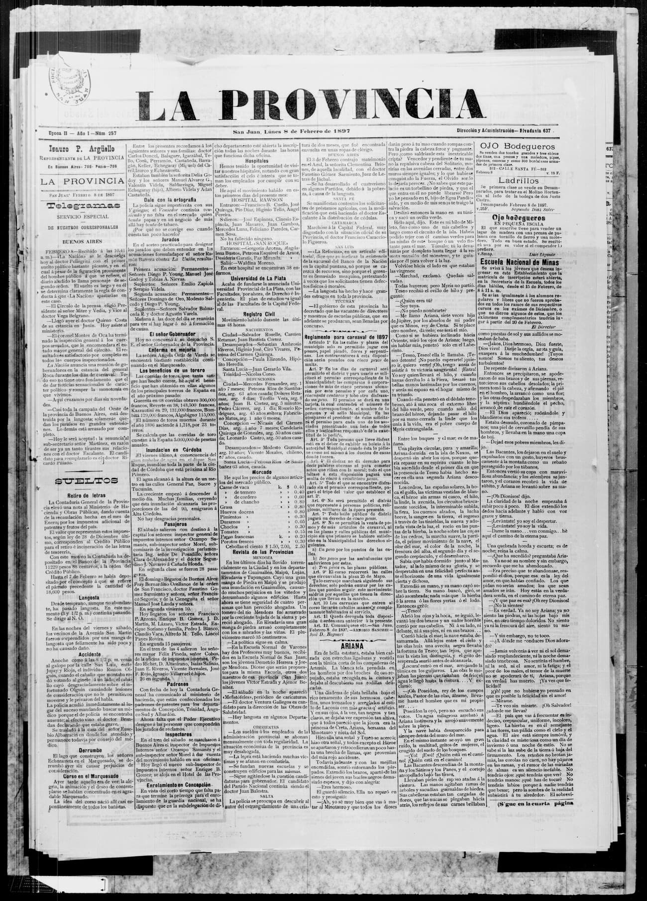 Portada · 8 de Febrero de 1897