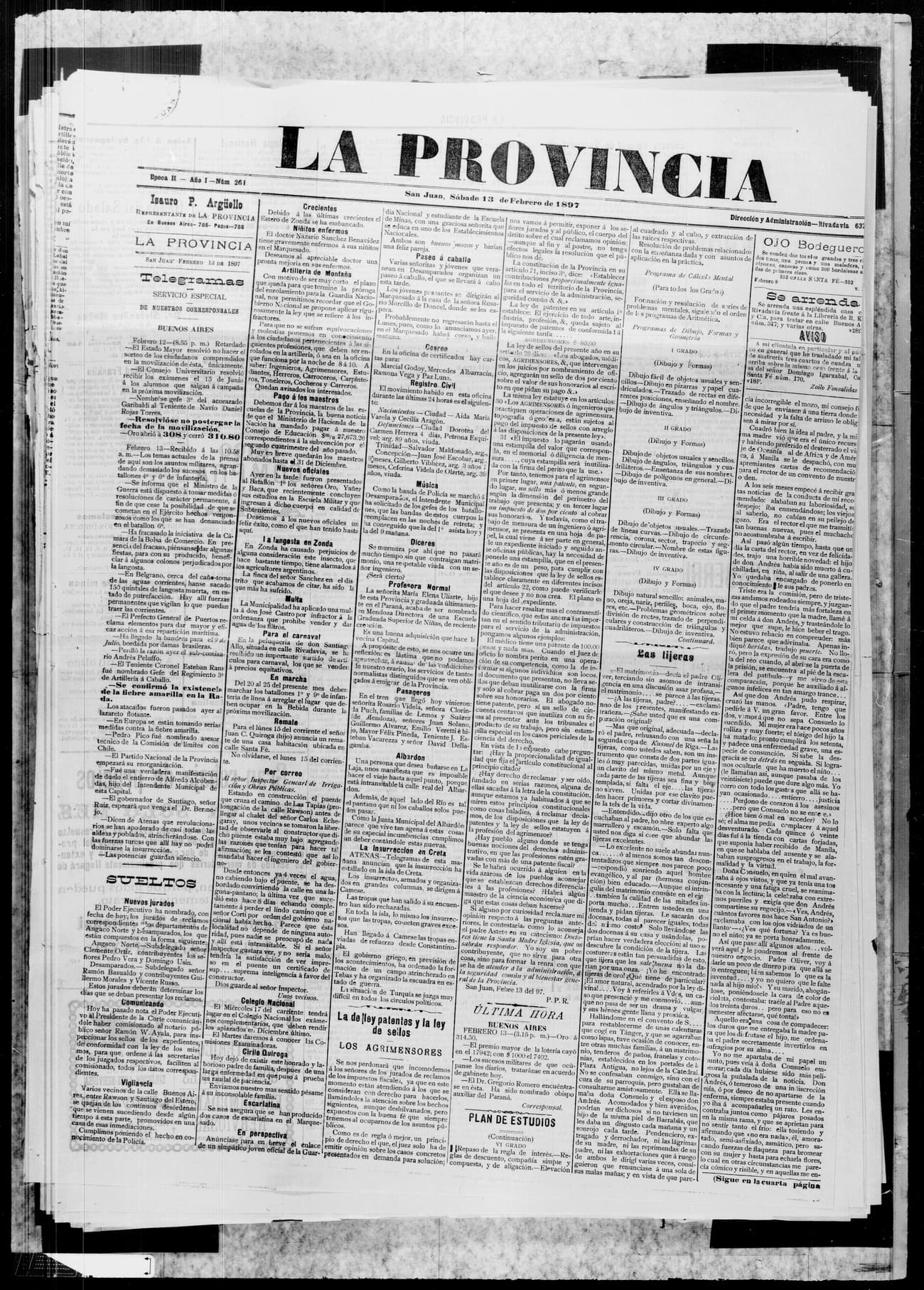 Portada · 13 de Febrero de 1897