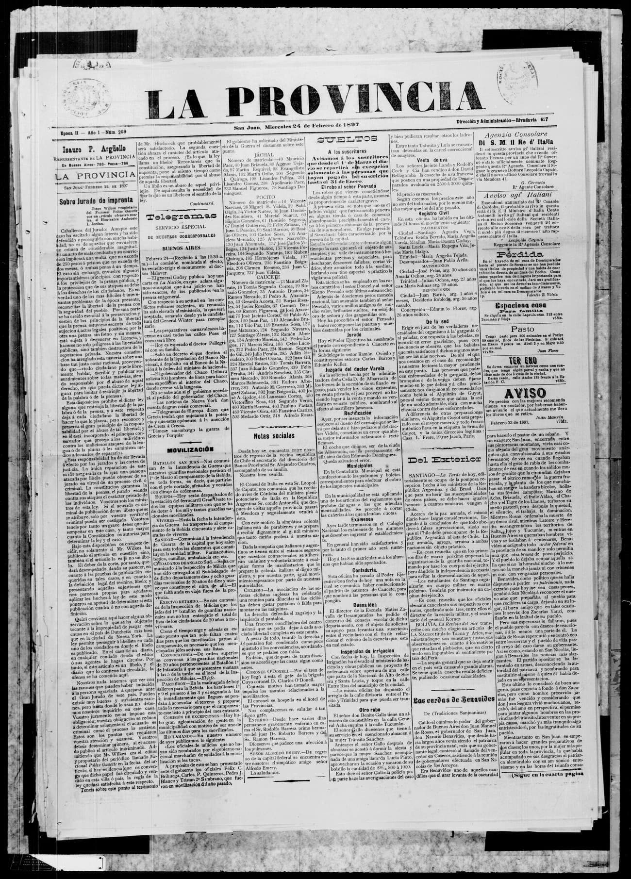 Portada · 24 de Febrero de 1897