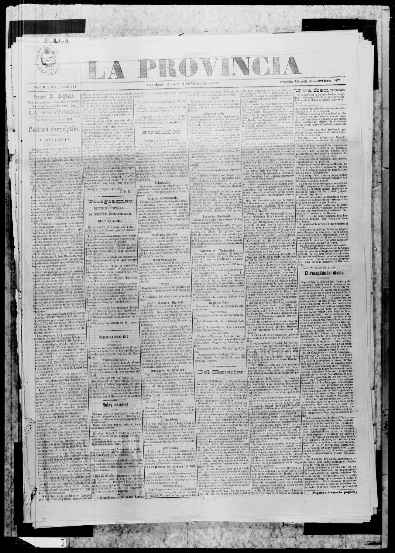 Portada · 4 de Marzo de 1897