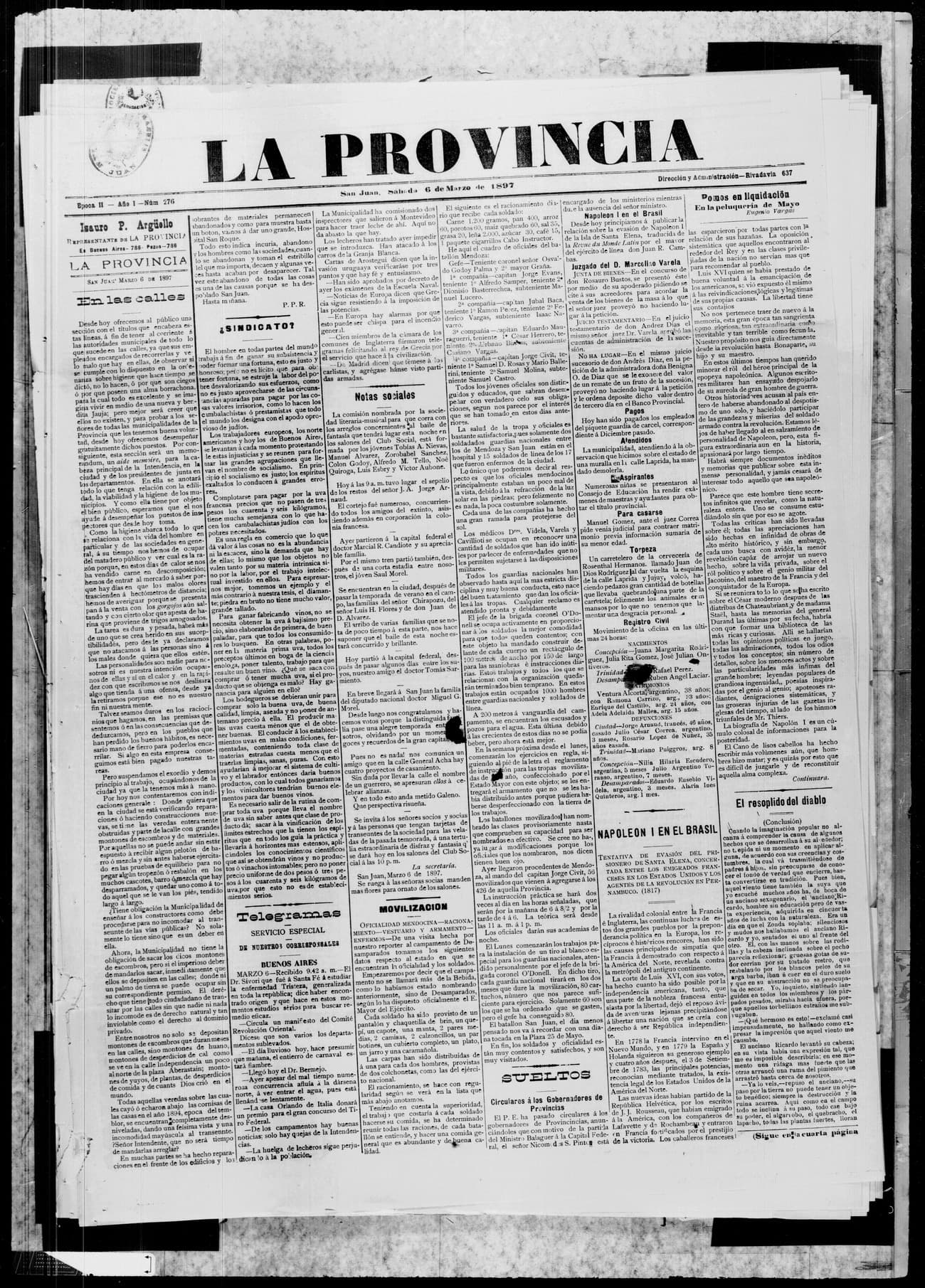 Portada · 6 de Marzo de 1897